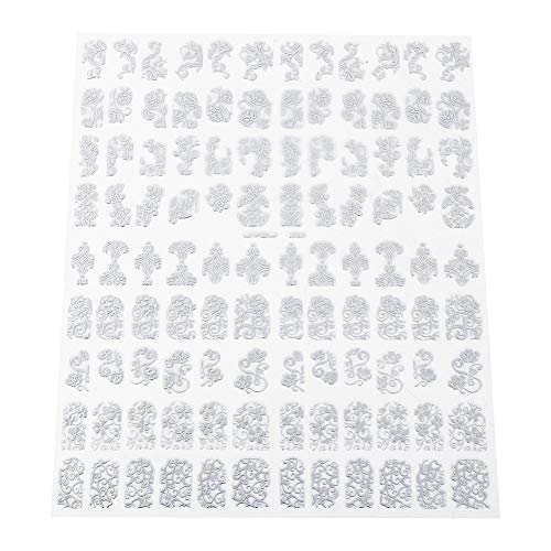 3D Nail Art Stickers - Asixx Silver Manicure Decals for Nail Decorations (108pcs) | DIY Nail Design Accessories for Home Salon & Party Looks