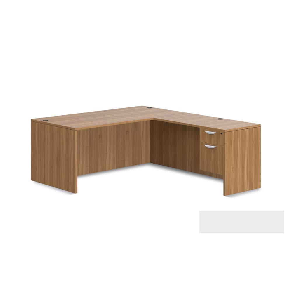 GOF Double 4 Person Workstation Cubicle (11'D x 12'W) - Office Partition & Room Divider with Walnut Finish - Perfect for Open Office Spaces, Coworking Areas & Home Offices
