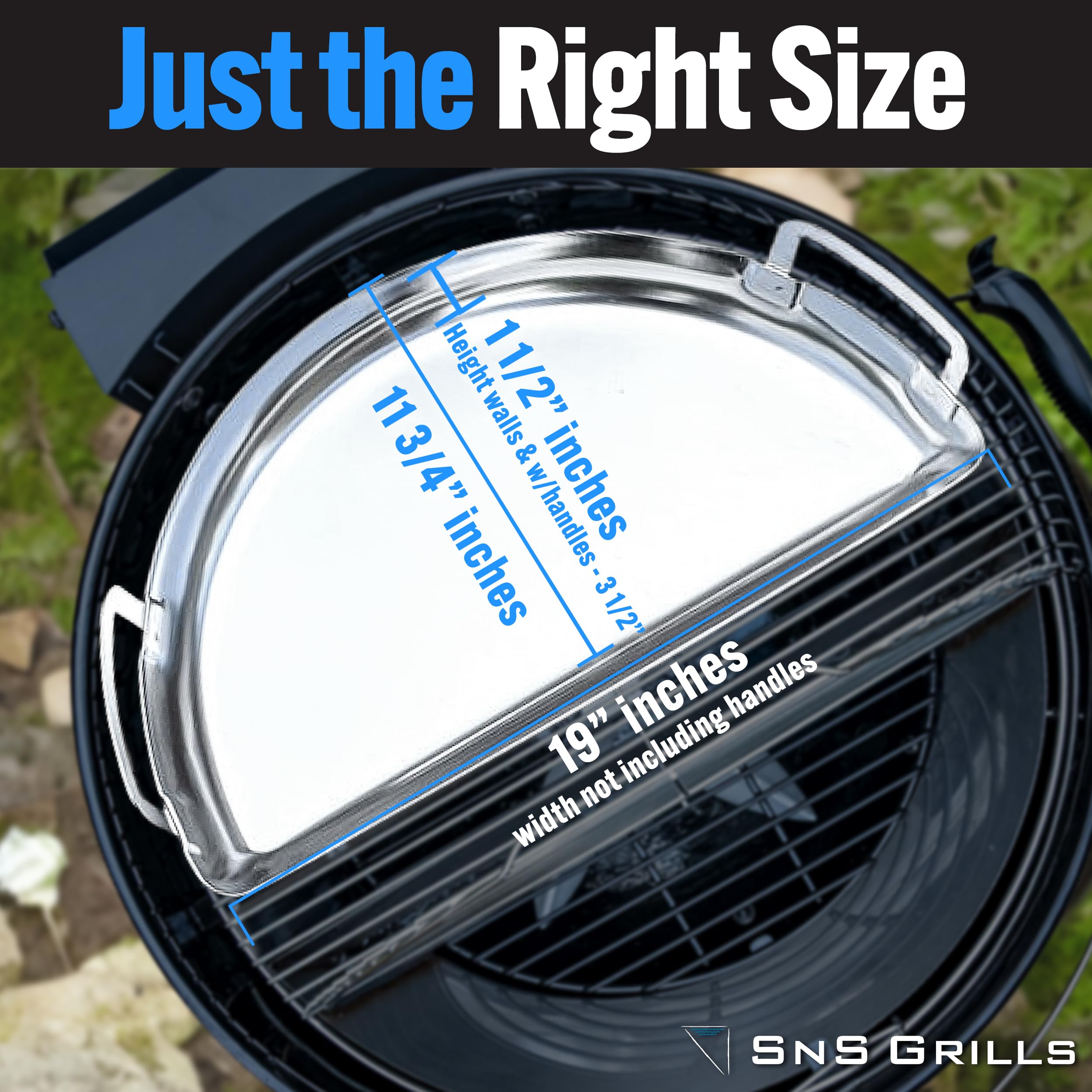 SnS Grills Drip 'N Griddle Pan - 3-in-1 Stainless Steel BBQ Grill Accessory for Searing, Dripping & Griddling | Fits 22