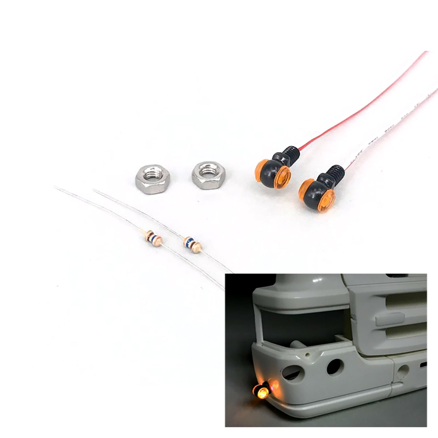 Universal LED Light Marker Lamps for 1/14 RC Tractor Trucks - Left/Right Side Upgrade Parts Compatible with Tamiya 56323 Tipper - Perfect for Nighttime RC Construction & Off-Road Truck Scenes