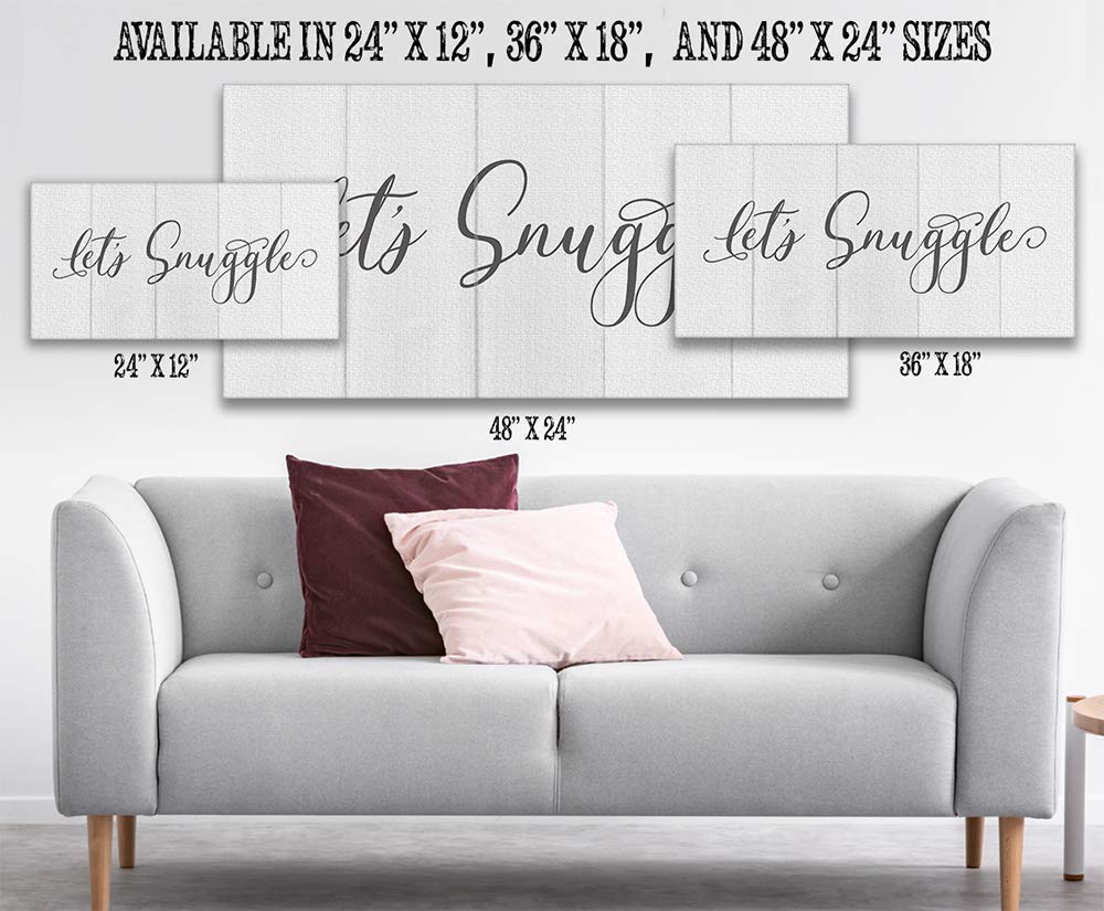 Let's Snuggle Romantic Couples Wall Art - 12x24 Canvas Wood Print for Bedroom Decor Above Bed, Housewarming Gift for New Home | Perfect for Valentine's Day, Anniversary & Cozy Bedroom Aesthetics