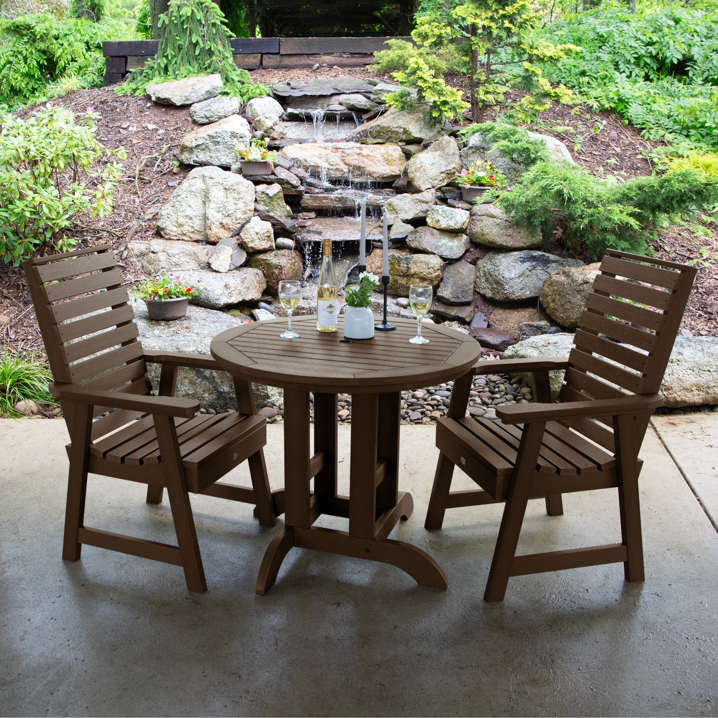 Weatherly 3-Piece 36-Inch Round Outdoor Dining Set - Patio, Garden, or Backyard Furniture with Dining Height for Al Fresco Meals