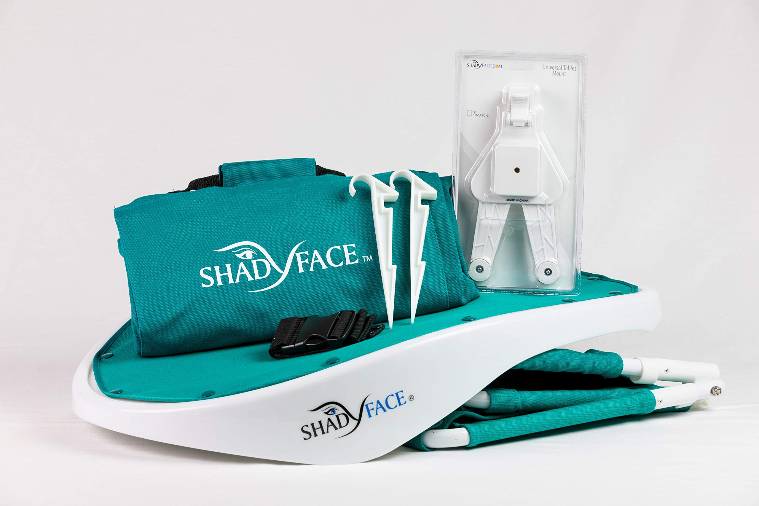 Portable Sunshade and Tablet Holder - Persian Green - Perfect for Beach, Poolside, and Outdoor Relaxation