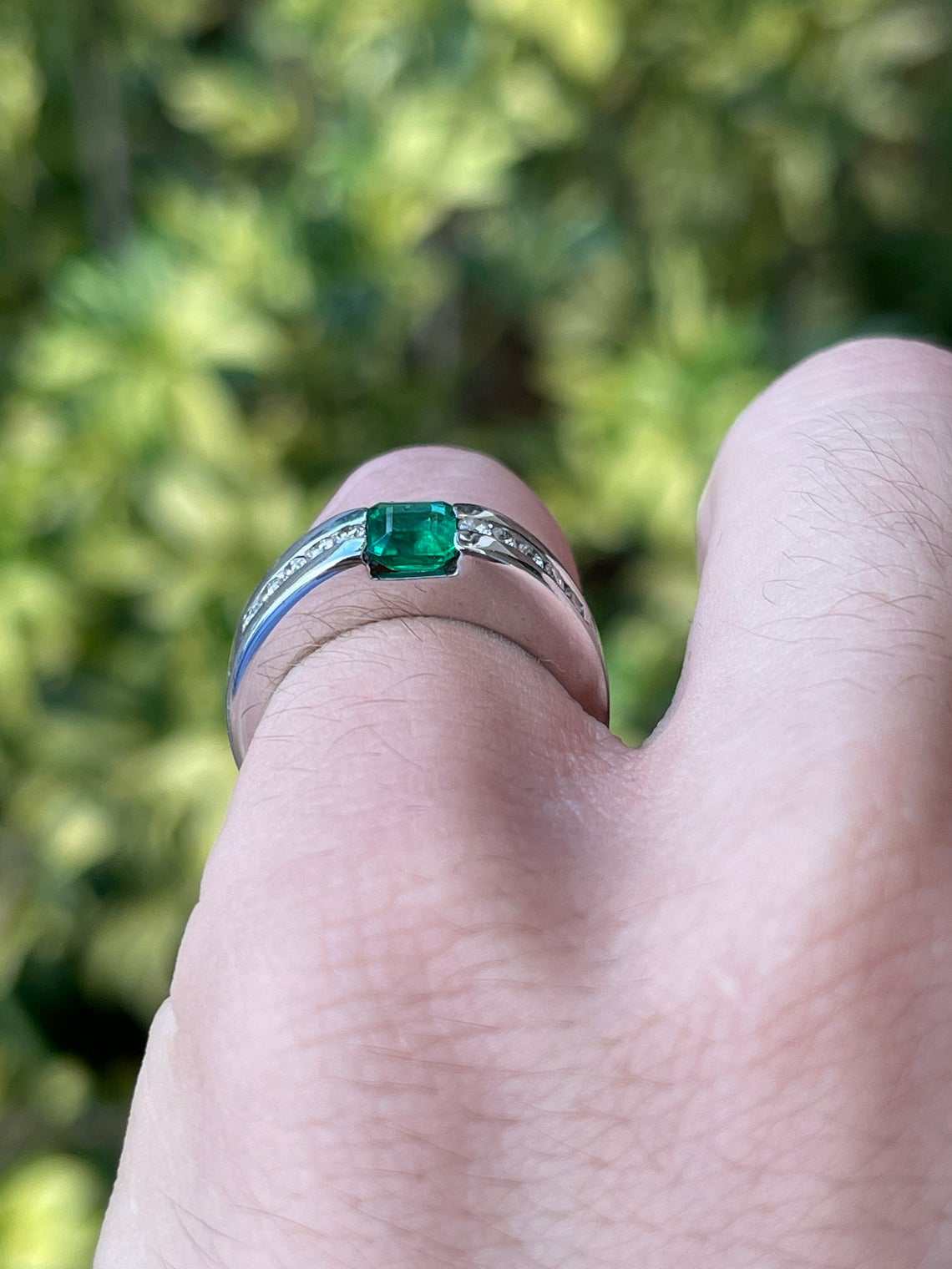 0.90tcw Emerald Cut Diamond Men's Wedding Band Ring - Channel Set 14K White Gold for Engagement & Anniversary Gifts