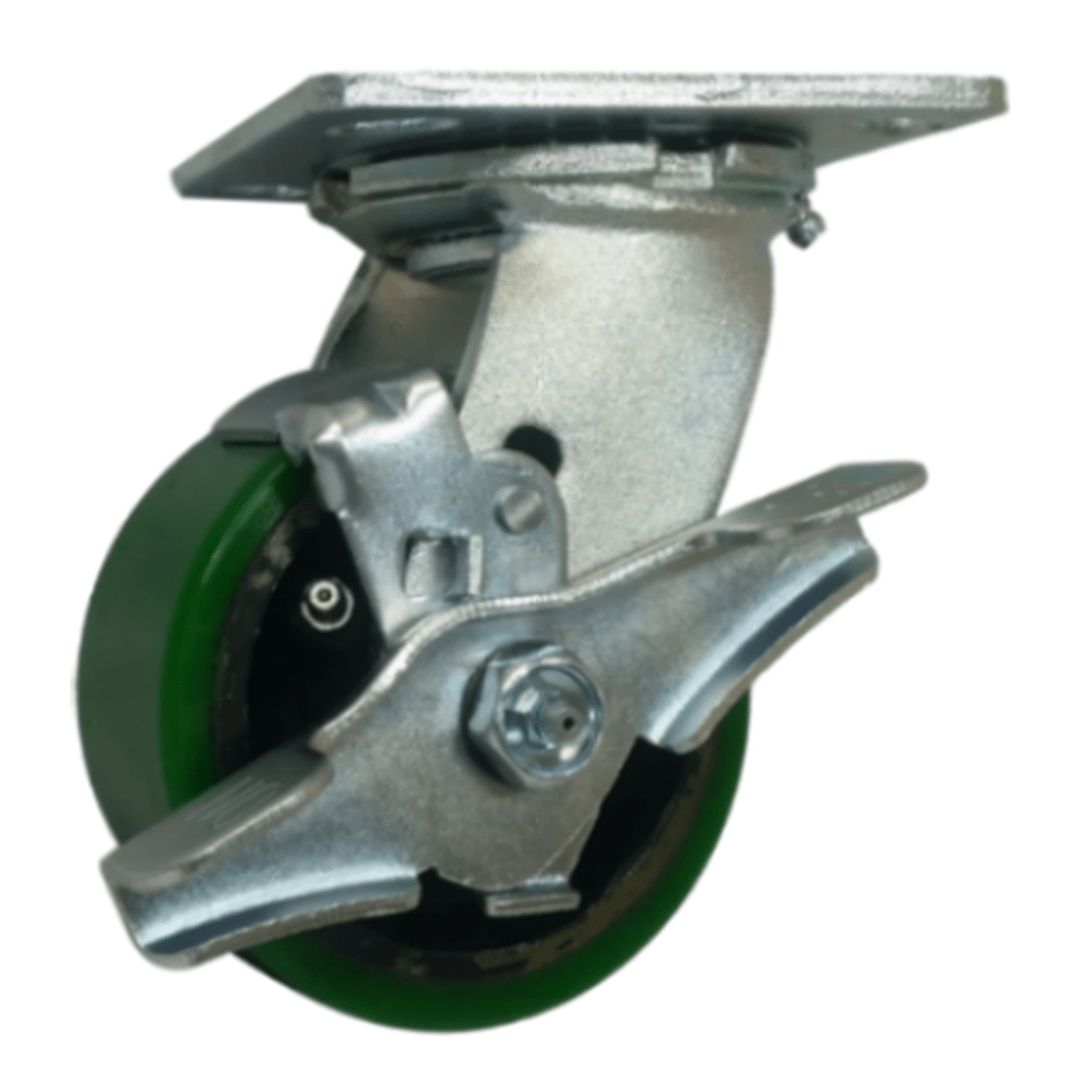 4 x 2 Inch Heavy Duty Polyon Cast Wheel Swivel Caster with Top Lock Brake - 800 lbs Capacity - Perfect for Industrial Carts, Workbenches, and Warehouse Equipment