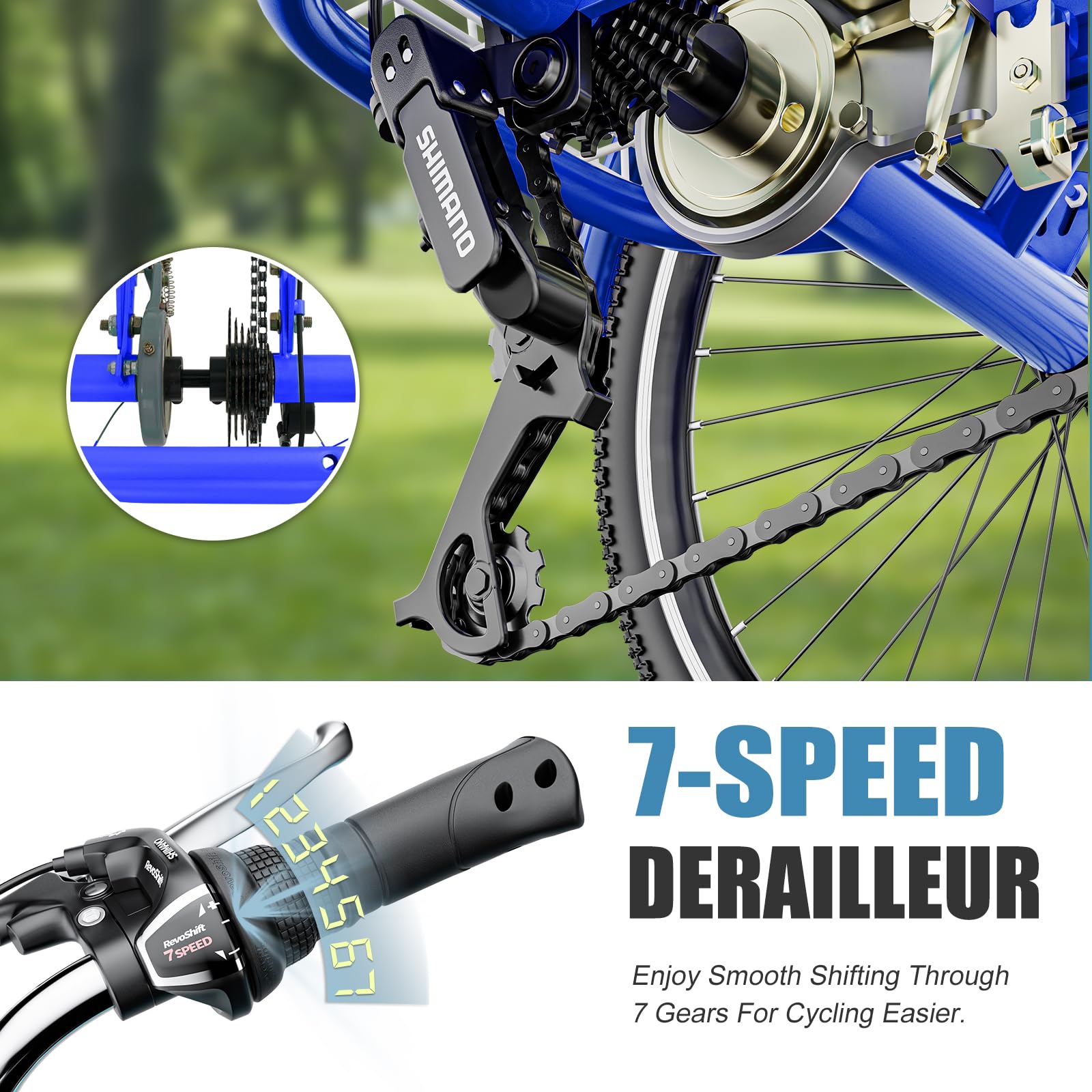 **DoCred Adult Tricycles - 7 Speed 3 Wheel Bikes for Seniors, Women & Men - 20/24/26 Inch Cruise Trike with Shopping Basket - Perfect for Grocery Shopping, Leisure Rides & Outdoor Exercise**