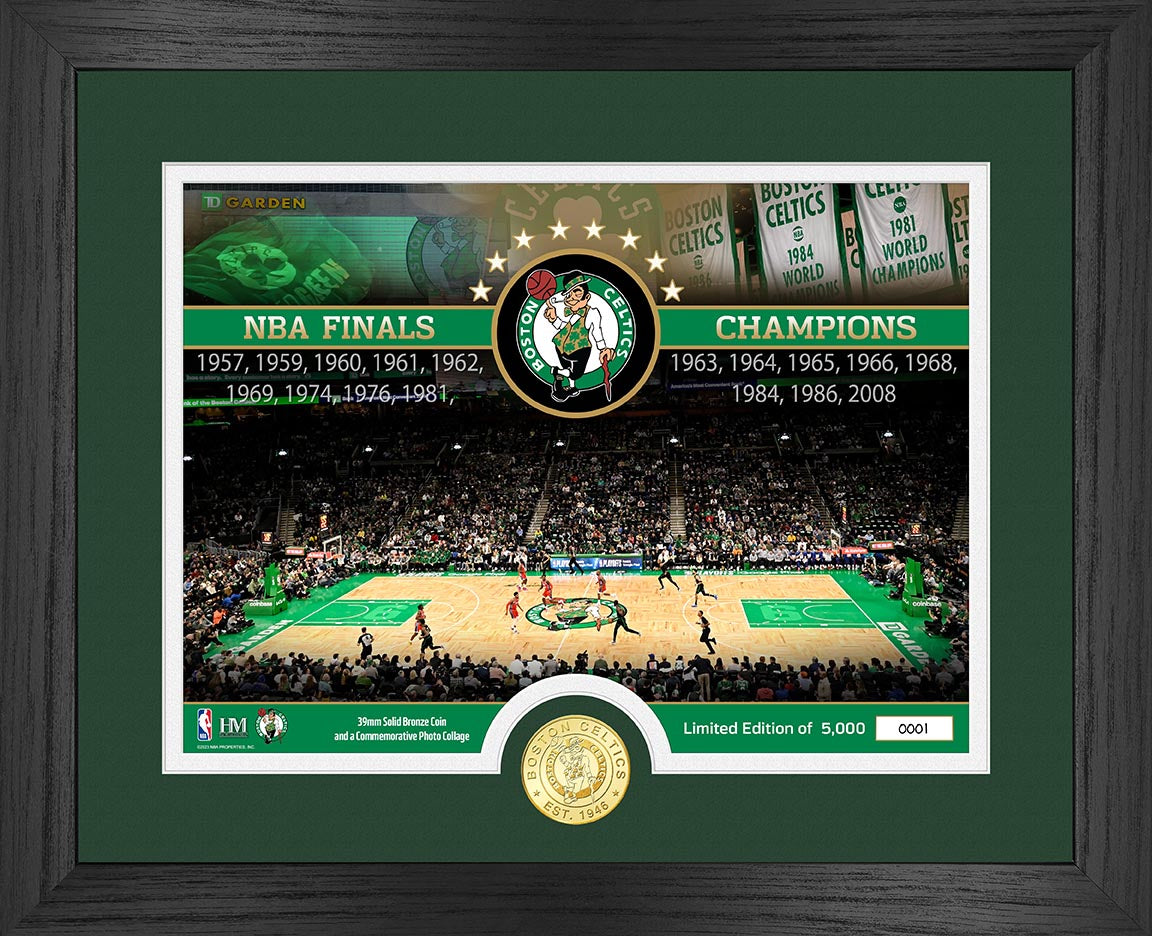 Boston Celtics 17-Time NBA Champions Commemorative Bronze Coin with Court Photo - Limited Edition Collectible for Celtics Fans, Sports Memorabilia, and Gift Ideas