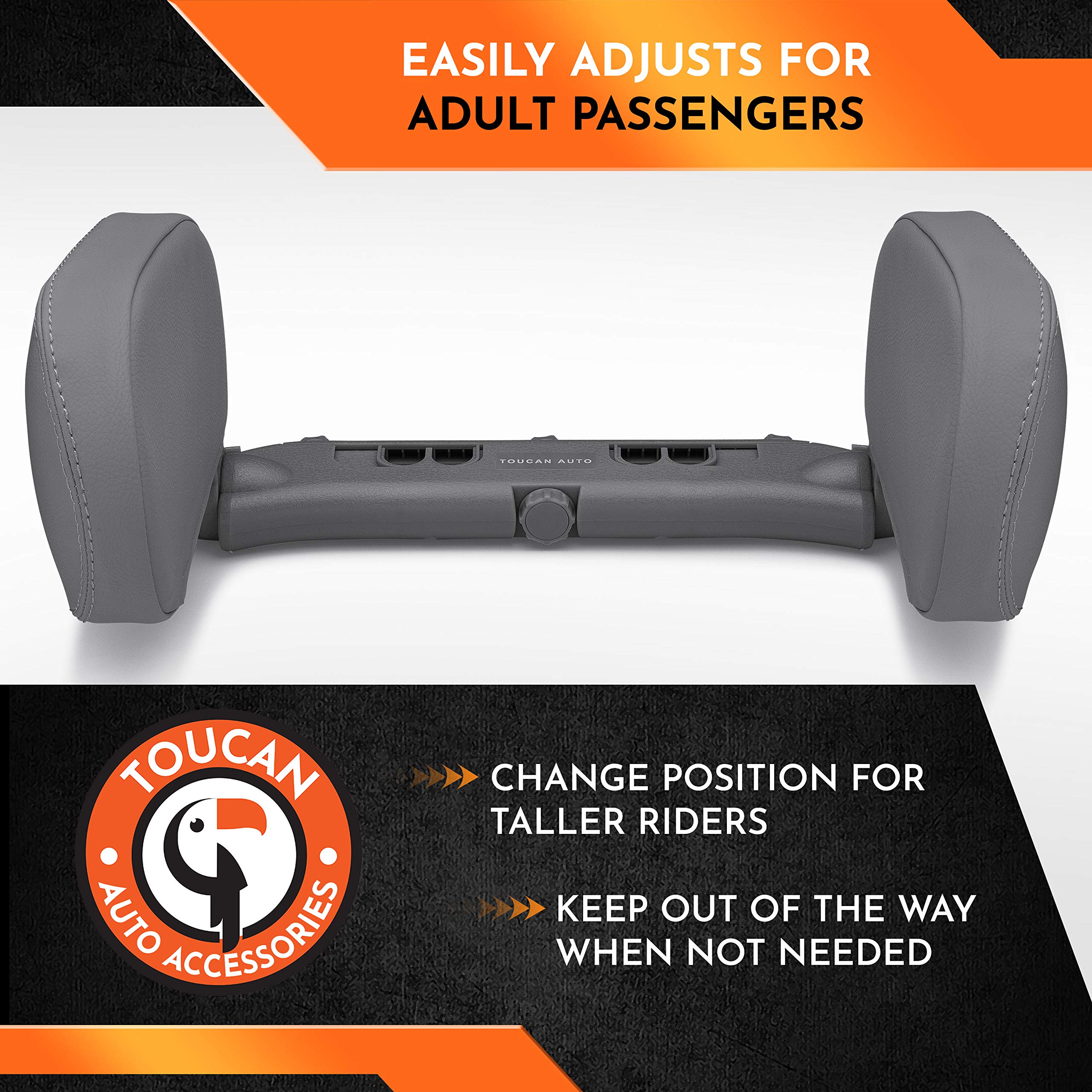 Universal Car Headrest Pillow - TOUCAN AUTO Headrest Wings for Neck Support & Comfort | Toddler Car Seat Support, Kids Car Sleeping Aid & Travel Accessories for Adults & Children | Perfect for Long Road Trips, Commuting & Airplane Travel