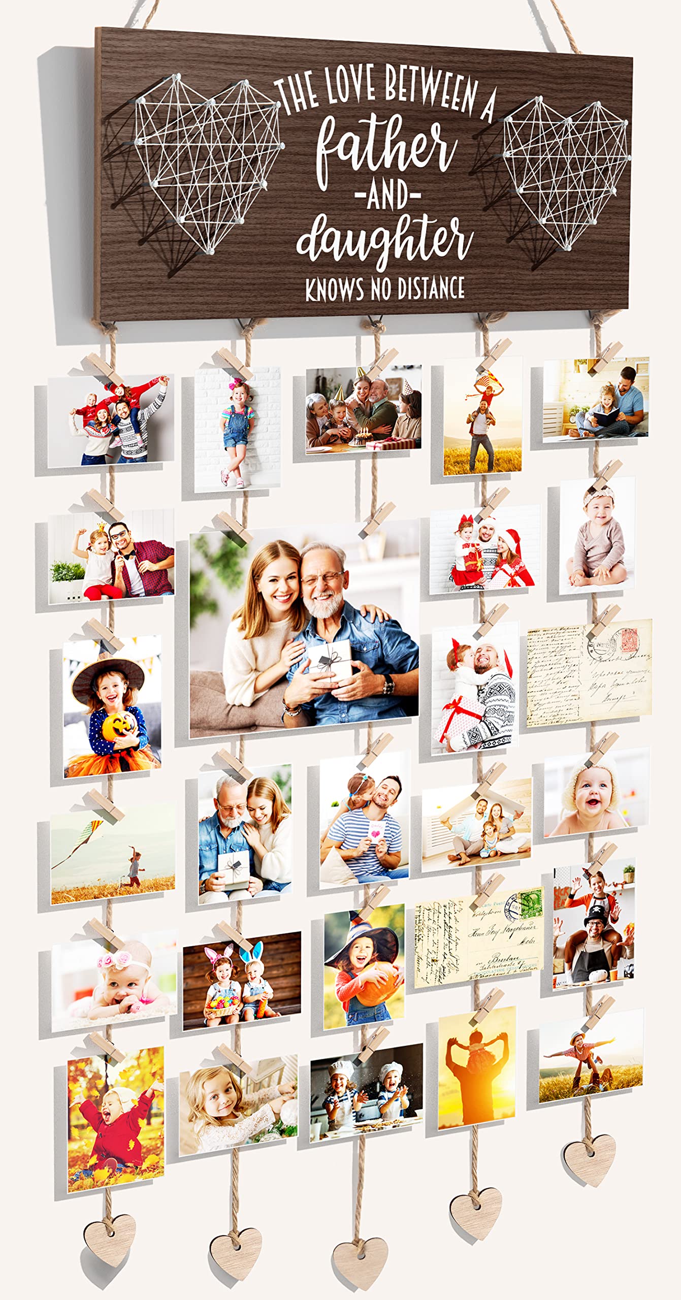 Personalized Dad Picture Frame - Unique Father's Day Gifts from Daughter, Wife & Kids | Birthday Present for Dad Who Has Everything | Stepdad Gift Ideas | Hanging Photo & Christmas Card Holder | Perfect for Home Office, Living Room Decor & Special Occasions
