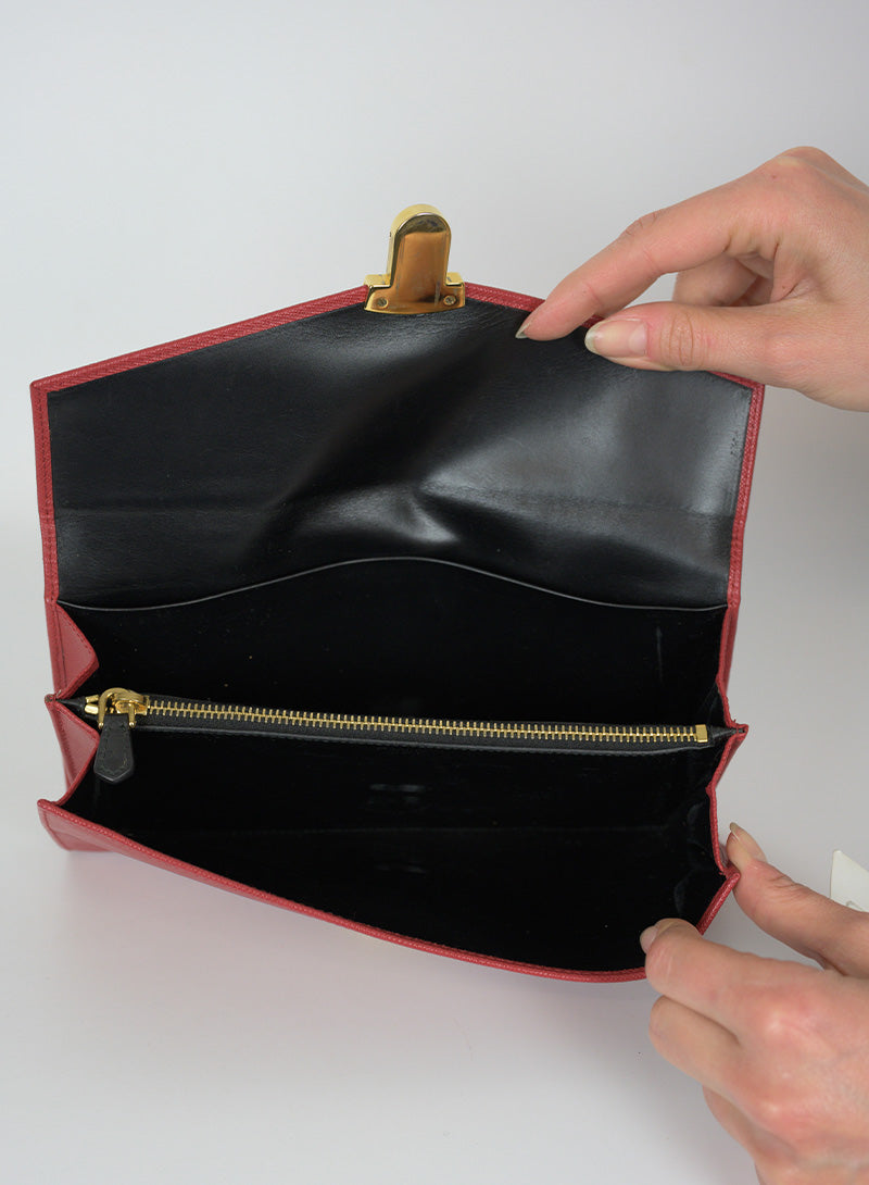 Prada Saffiano Leather Pochette Handbag in Red - Elegant Clutch for Women, Perfect for Parties, Weddings & Evening Events