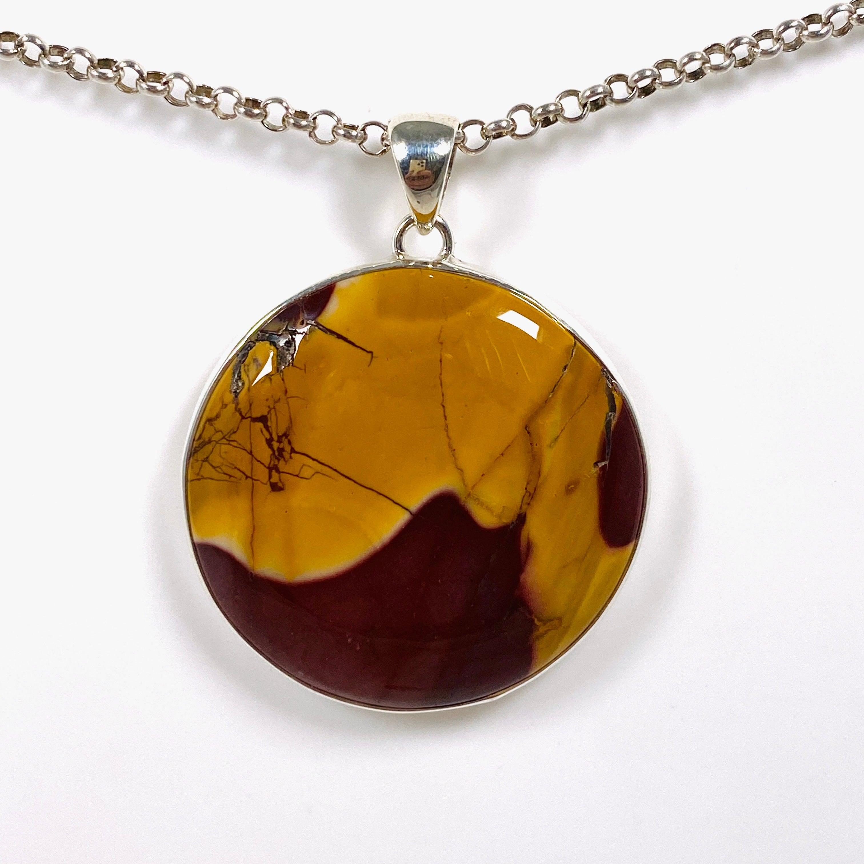 Natural Mookaite Round Pendant Necklace KPGJ4146 - Handmade Gemstone Jewelry for Women, Healing Crystal Gift for Meditation & Spiritual Energy