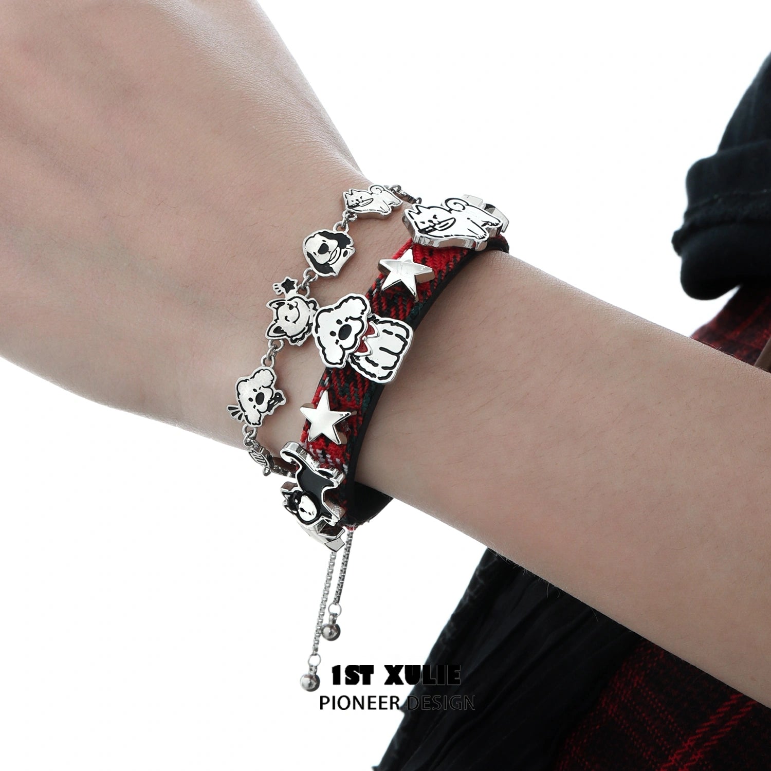 2024 Christmas Graffiti Puppy Leather Nylon Bracelet for Women & Men - Trendy Adjustable Holiday Wristband - Perfect Gift for Christmas Party, Stocking Stuffers & Festive Celebrations