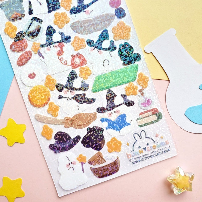 Bunny Magic Sticker Sheet - Cute Rabbit Decals for Scrapbooking, Journals, Planners & DIY Crafts - Perfect for Kids Room Decor, School Projects & Gift Wrapping