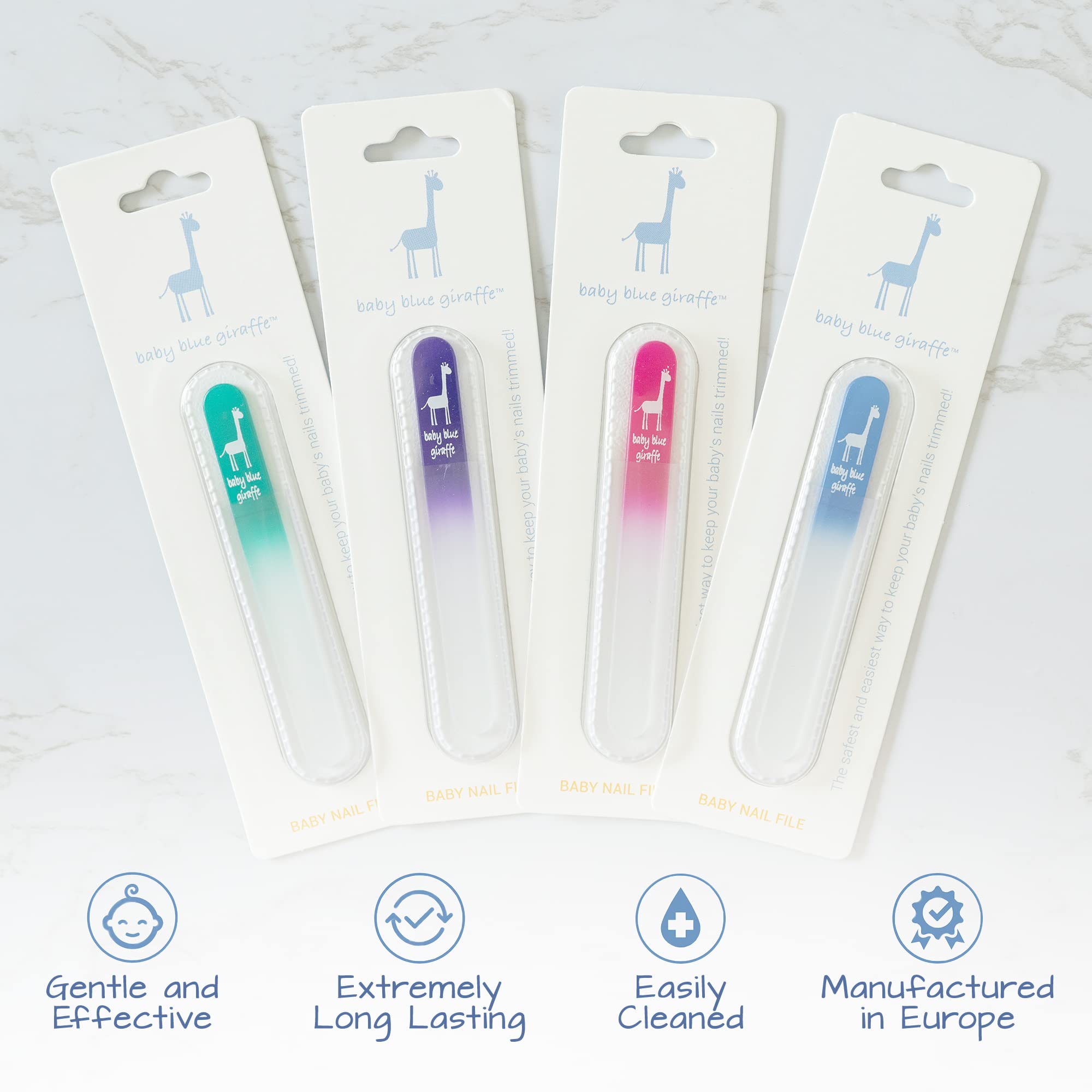 Safe Baby Nail File Set - Gentle Alternative to Nail Clippers | Essential Newborn Care Kit | Perfect Baby Shower Gift & New Mom Present | Blue Giraffe Design | Ideal for Infant Grooming & Nail Trimming