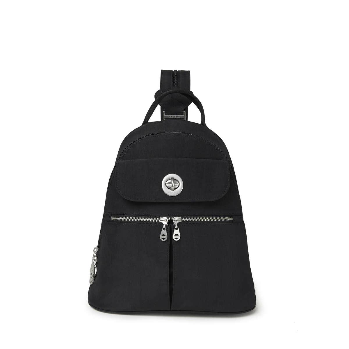 Baggallini Silver International Collection Naples Convertible Backpack - Stylish & Functional Travel Bag for Women, Perfect for Work, Commute & Weekend Getaways