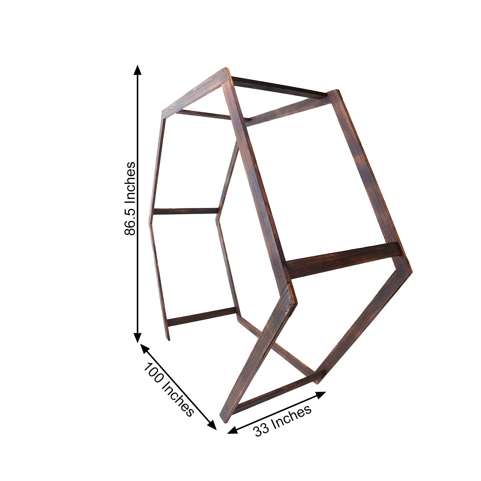 7ft Dark Brown Wood Hexagon Wedding Arch for Party & Reception Decor