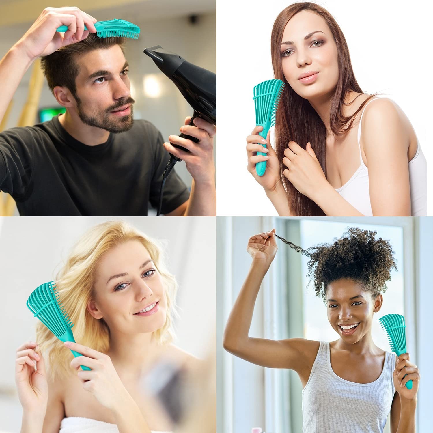 **Ayushicreationa Silicone Hair Detangler Brush for Kinky, Wavy, Curly, Coily Hair - Gentle on Wet, Dry, Oiled, Thick & Long Hair - Scalp Massage for Natural Hair Care - Perfect for Home, Travel & Salon Use - 1pc, Multi**