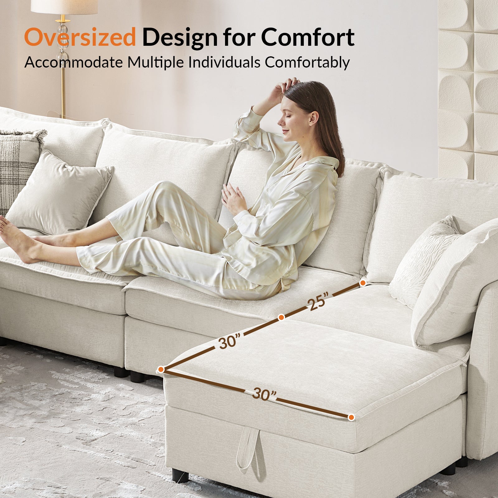 Harmetrix Oversized Soft Sectional Couch Accessories - Cushions, Throws & Covers for Ultimate Comfort | Perfect for Living Room, Family Room & Home Theater
