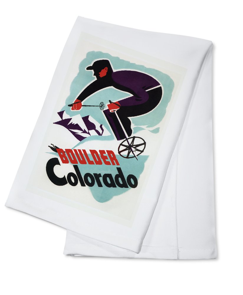 Colorado Ski Boulder 100% Cotton Tea Towel - Decorative Hand Towel for Kitchen & Home - Perfect for Gifts, Farmhouse Decor, and Dish Drying