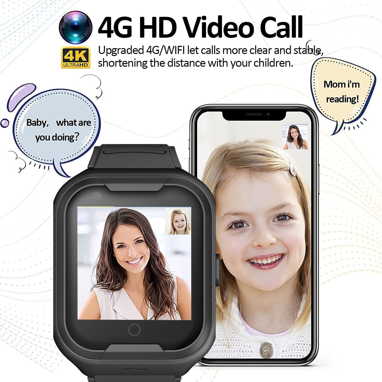 **4G GPS Smart Watch for Seniors - Real-Time Tracking, Two-Way Calling, Waterproof Touchscreen with Camera, SOS Alarm & Pedometer - Perfect Christmas/Birthday Gift (Black) - Ideal for Elderly Safety & Fitness Monitoring**