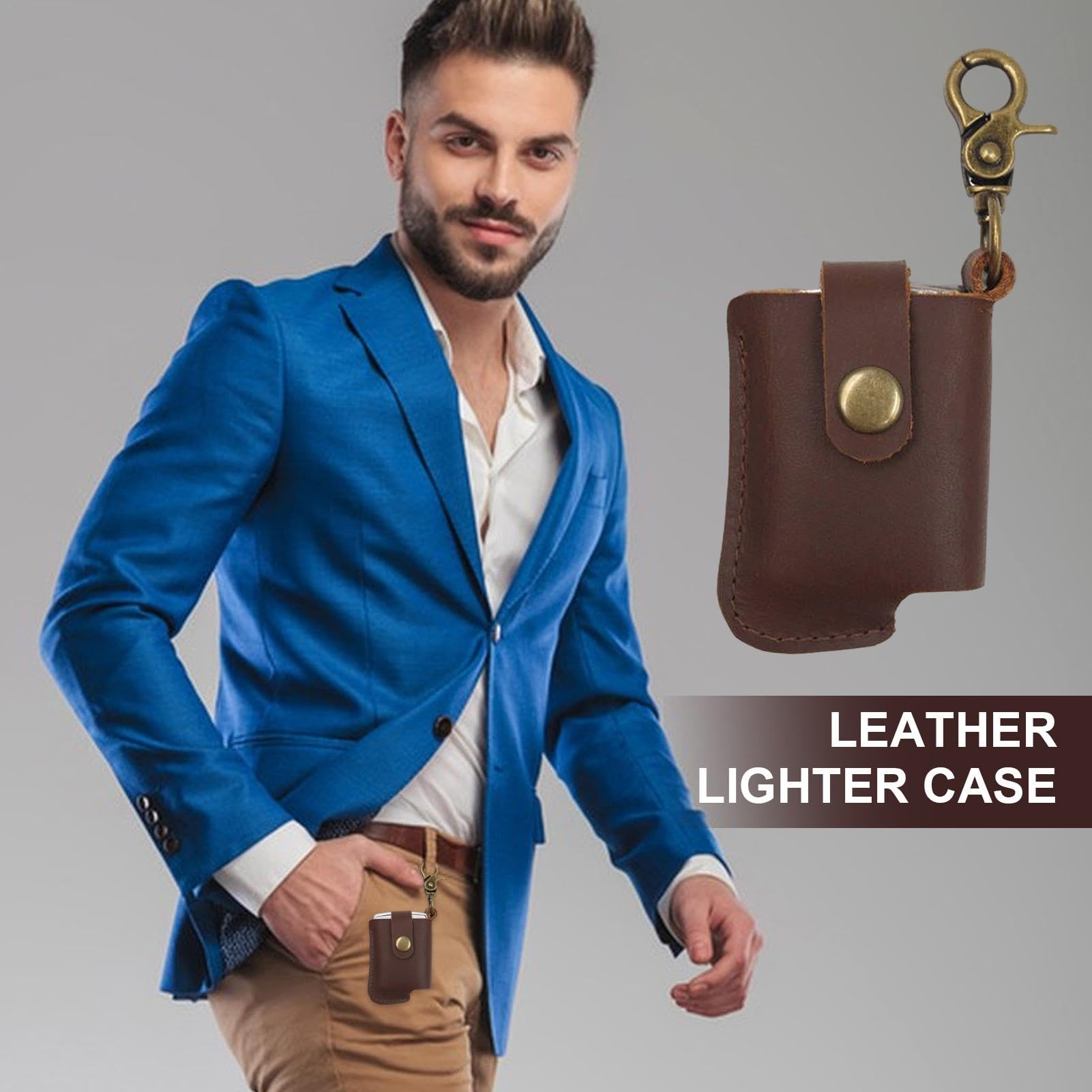Premium Leather Igniter Case - Durable Key Storage Pouch for Men | Handmade Belt Keychain Holder for Lighters & Essentials | Perfect for Outdoor Camping, Hiking & Daily Carry