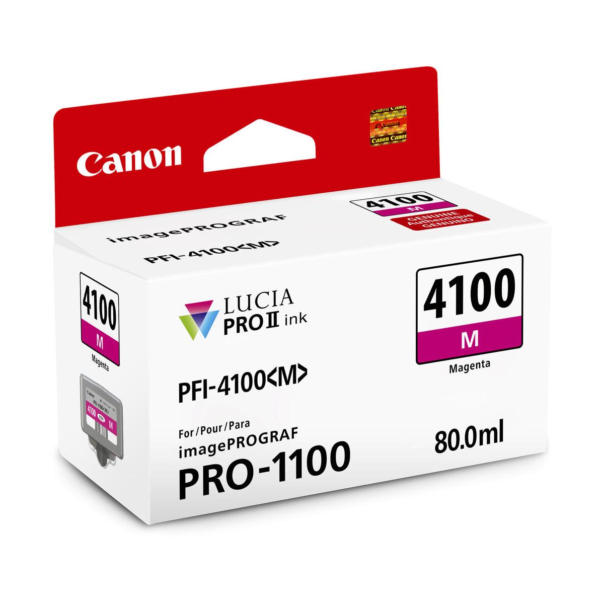Canon PFI 4100 Magenta Pigment Ink Tank 80mL for PRO-1100 Printer | High-Quality Photo Printing Ink | Ideal for Professional Photography & Fine Art Printing