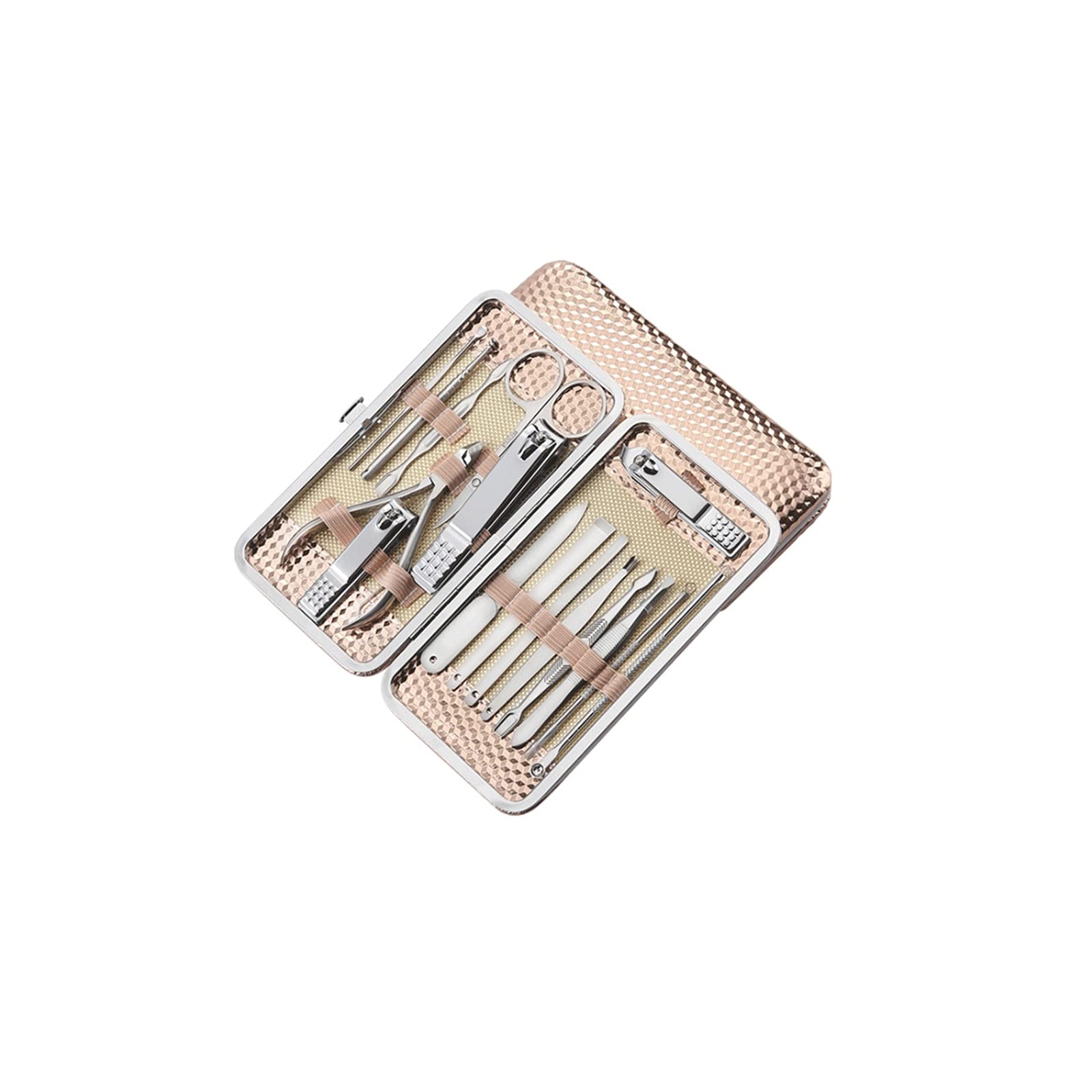 16-in-1 Professional Stainless Steel Toenail Clippers & Manicure Set - Gold Pedicure Kit with Travel Case for Home, Salon & Travel Grooming Essentials