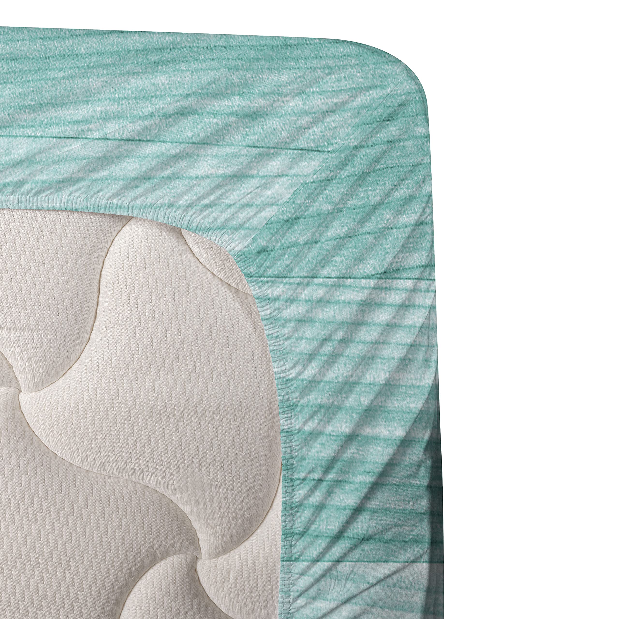 Ambesonne 4-Piece Teal Sheet Set with Painted Wood Board Print - Fitted Sheet, Flat Sheet & 2 Pillowcases - Turquoise Bedding for Easter, Holidays & Birthday Decor - Perfect for Guest Rooms, Dorms & Cozy Bedroom Makeovers