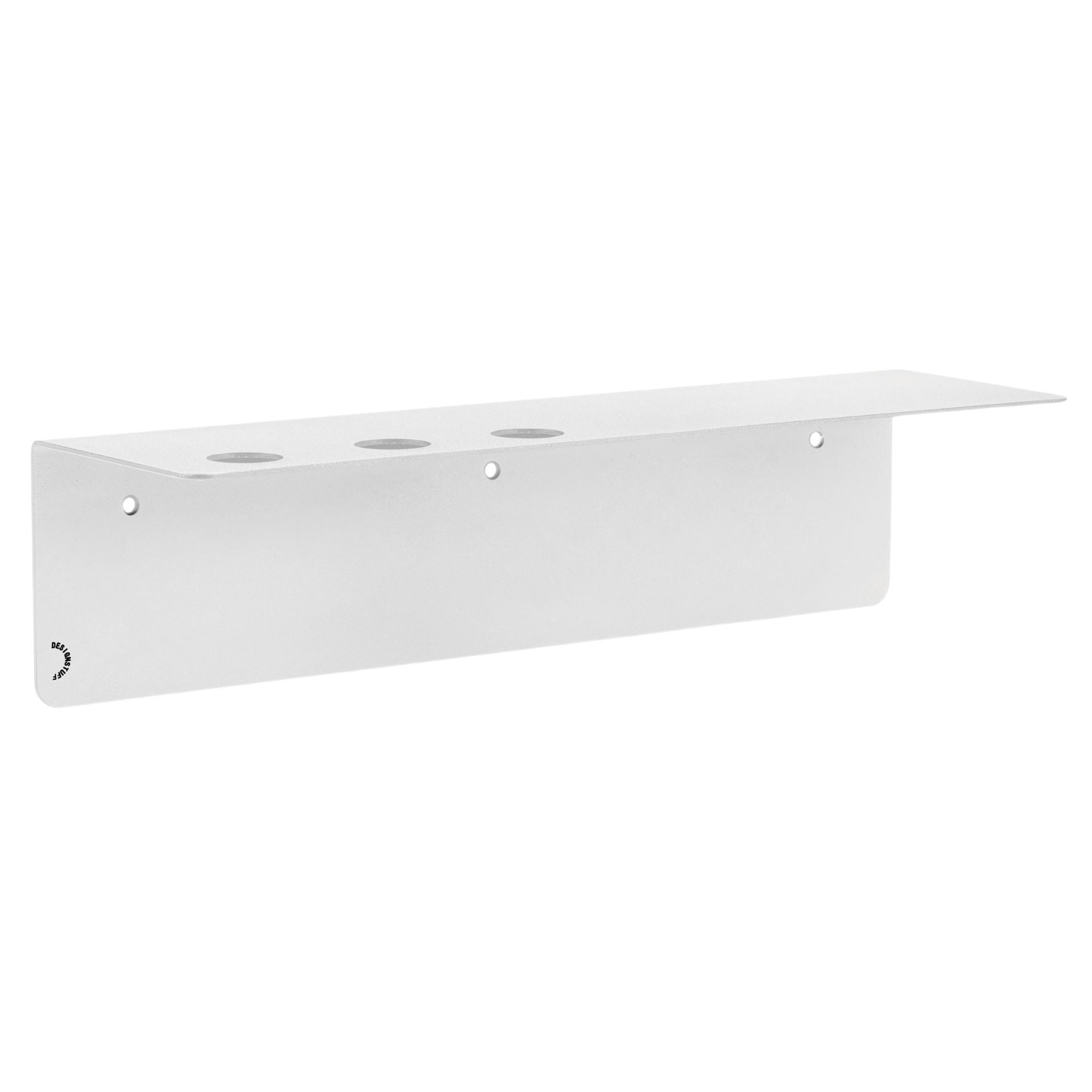DESIGNSTUFF White Wall Shelf with Triple Soap Dispenser Holder - 40cm Bathroom Organizer for Soap, Toothbrush & Cosmetics | Perfect for Small Spaces, Vanity & Shower Storage