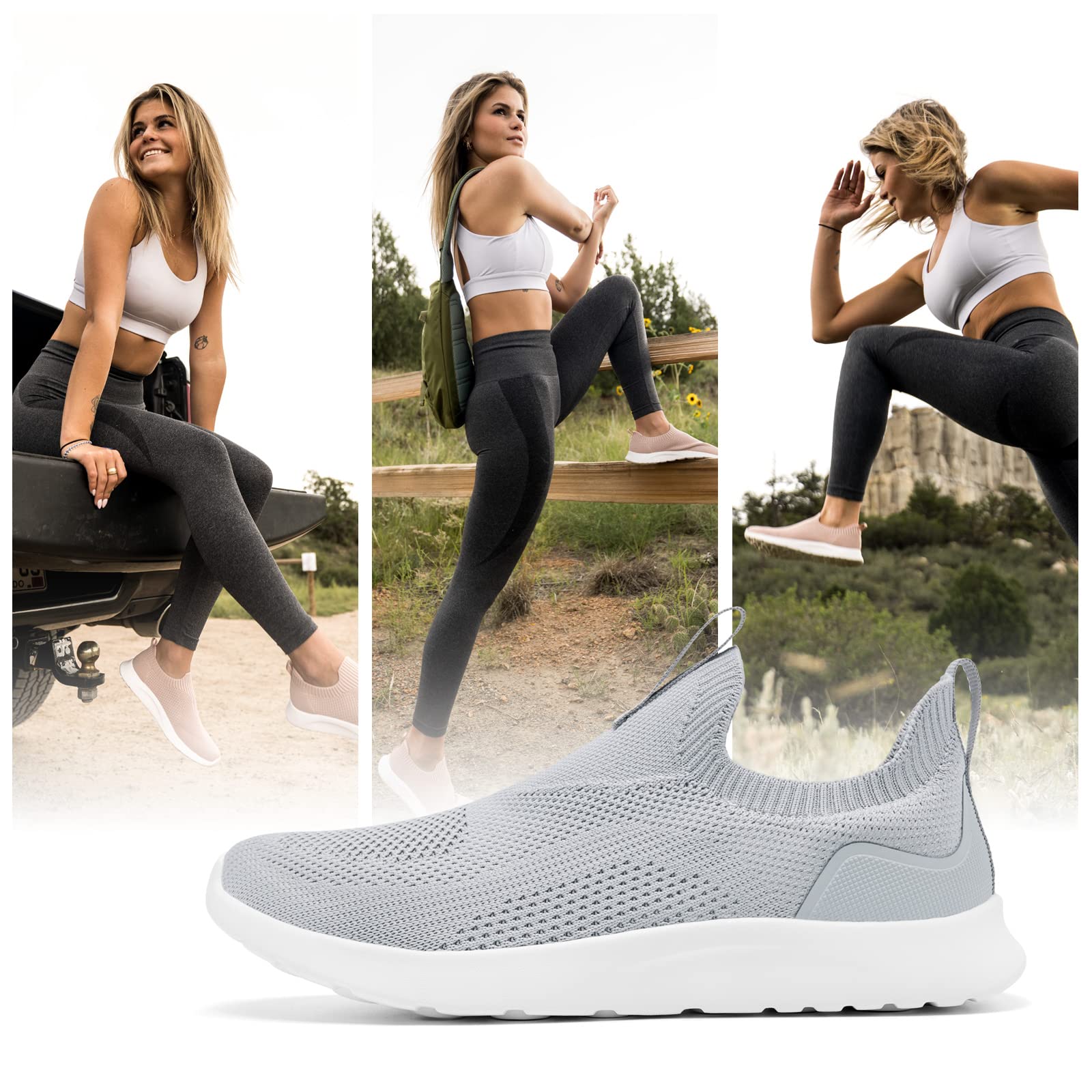 ALEADER Women's Slip On Energycloud Walking Shoes - Stretch Knit Sneakers for Women, Breathable Athletic Tennis Shoes for Walking, Running & Gym Workouts - Perfect for Casual Wear, Travel & Outdoor Activities
