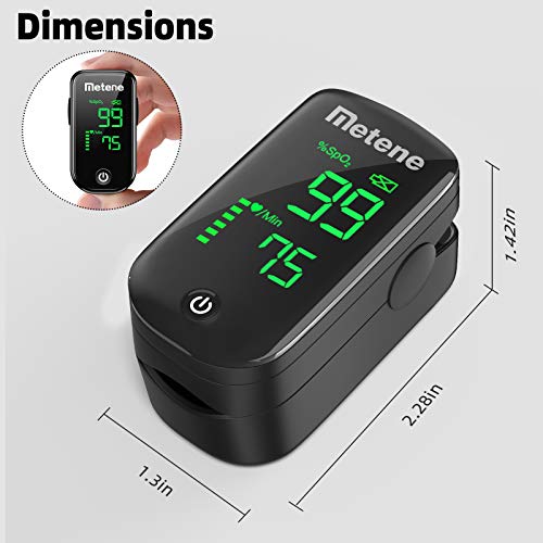 Metene Fingertip Pulse Oximeter - Accurate Blood Oxygen Saturation (SpO2) and Heart Rate Monitor - Portable Oxygen Meter for Home Use, Travel, Sports & Health Monitoring