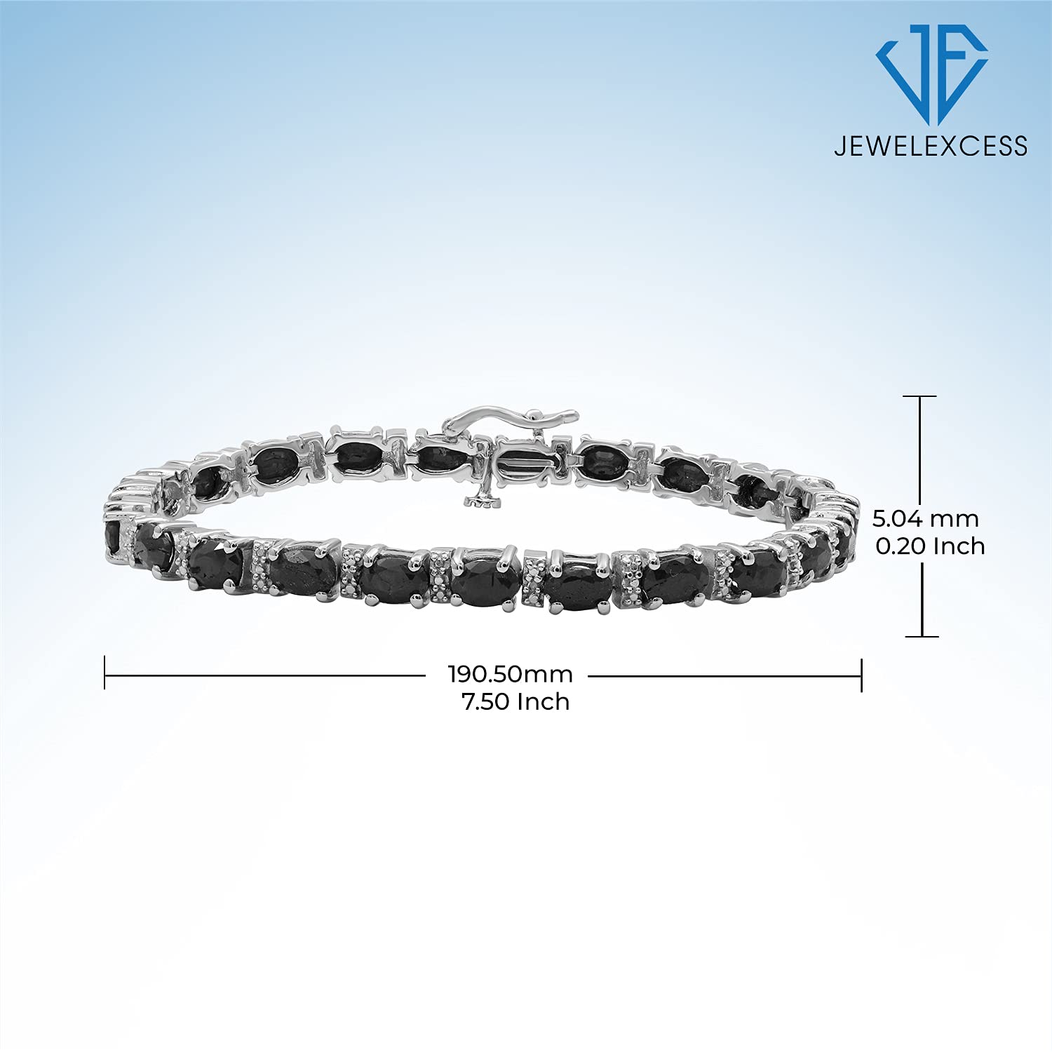 JEWELEXCESS Genuine Sapphire Bracelet for Women - 925 Sterling Silver Single-Row Birthstone Jewelry - Elegant Gift for Her | Perfect for Anniversaries, Birthdays & Special Occasions
