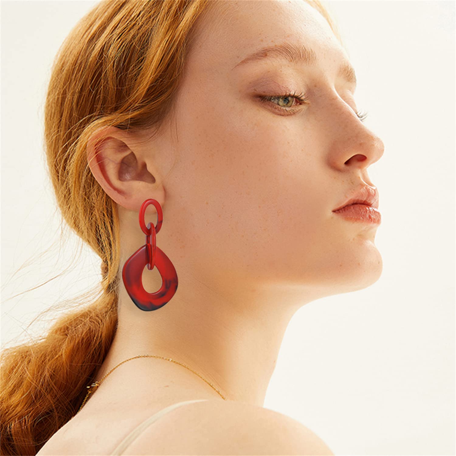 Bohemian Vintage Acrylic Geometric Drop Earrings for Women - Hollow Round Chain Dangle Statement Jewelry | Perfect for Summer, Holiday Gifts, Parties & Casual Wear