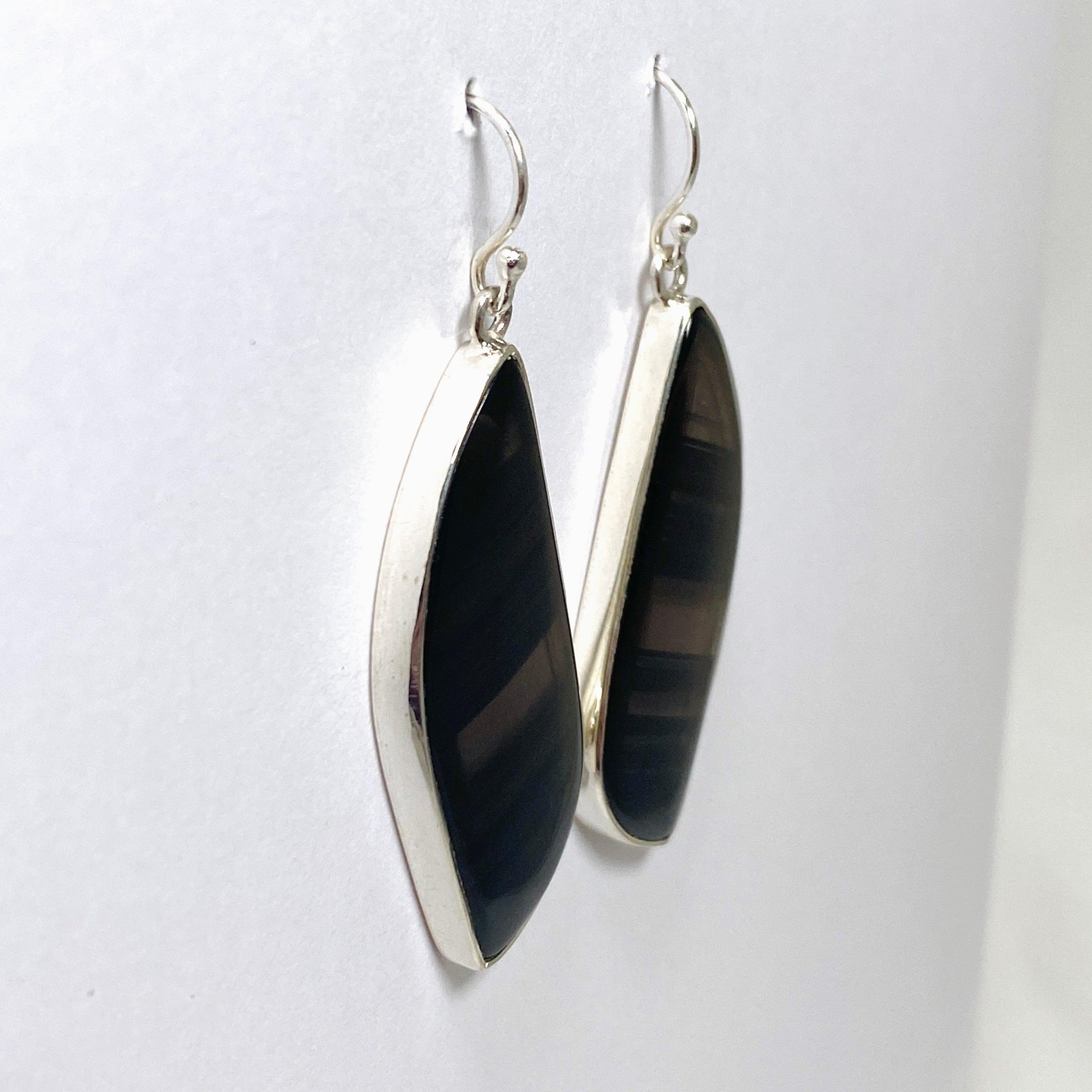 Midnight Obsidian Freeform Earrings KEGJ1501 - Handmade Dangle Earrings for Women, Boho Chic Jewelry for Party & Evening Wear