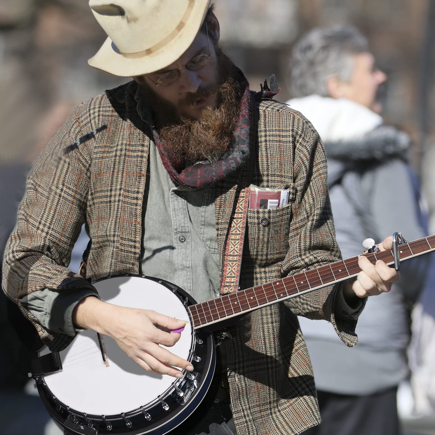 ADM 5 String Full Size Banjo Kit - 38 Inch Beginner Banjo with Resonator, Remo Drum Head & Free Accessories (Open/Closed Back) - Perfect for Adults & Teens Learning Bluegrass, Folk & Country Music - Blueburst Finish