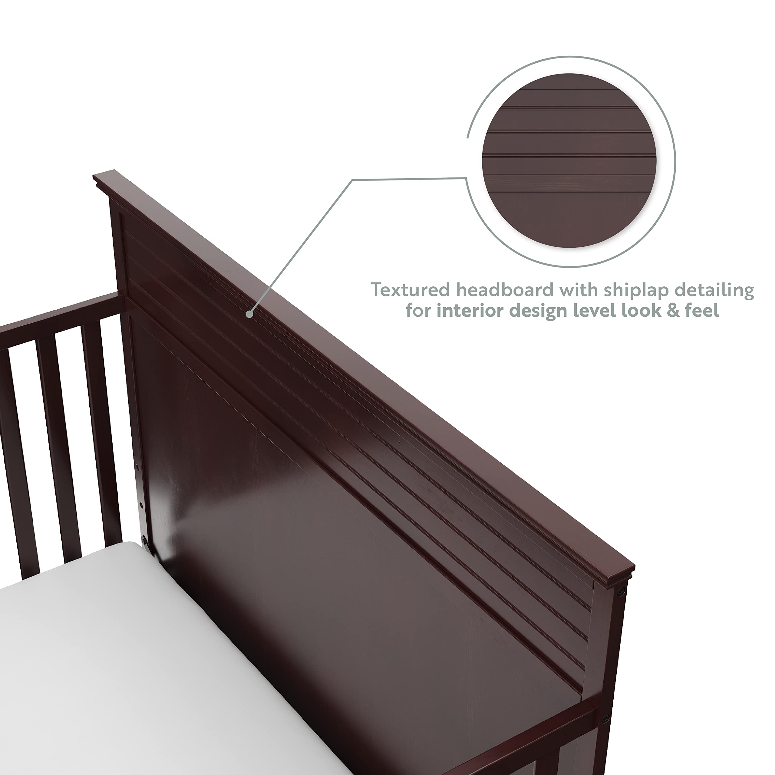 Storkcraft Homestead 5-in-1 Convertible Crib with Storage Drawer in Espresso - Baby Crib to Toddler Bed, Daybed & Full Bed Conversion - Nursery Furniture with Built-in Storage - Perfect for Small Spaces & Growing Families