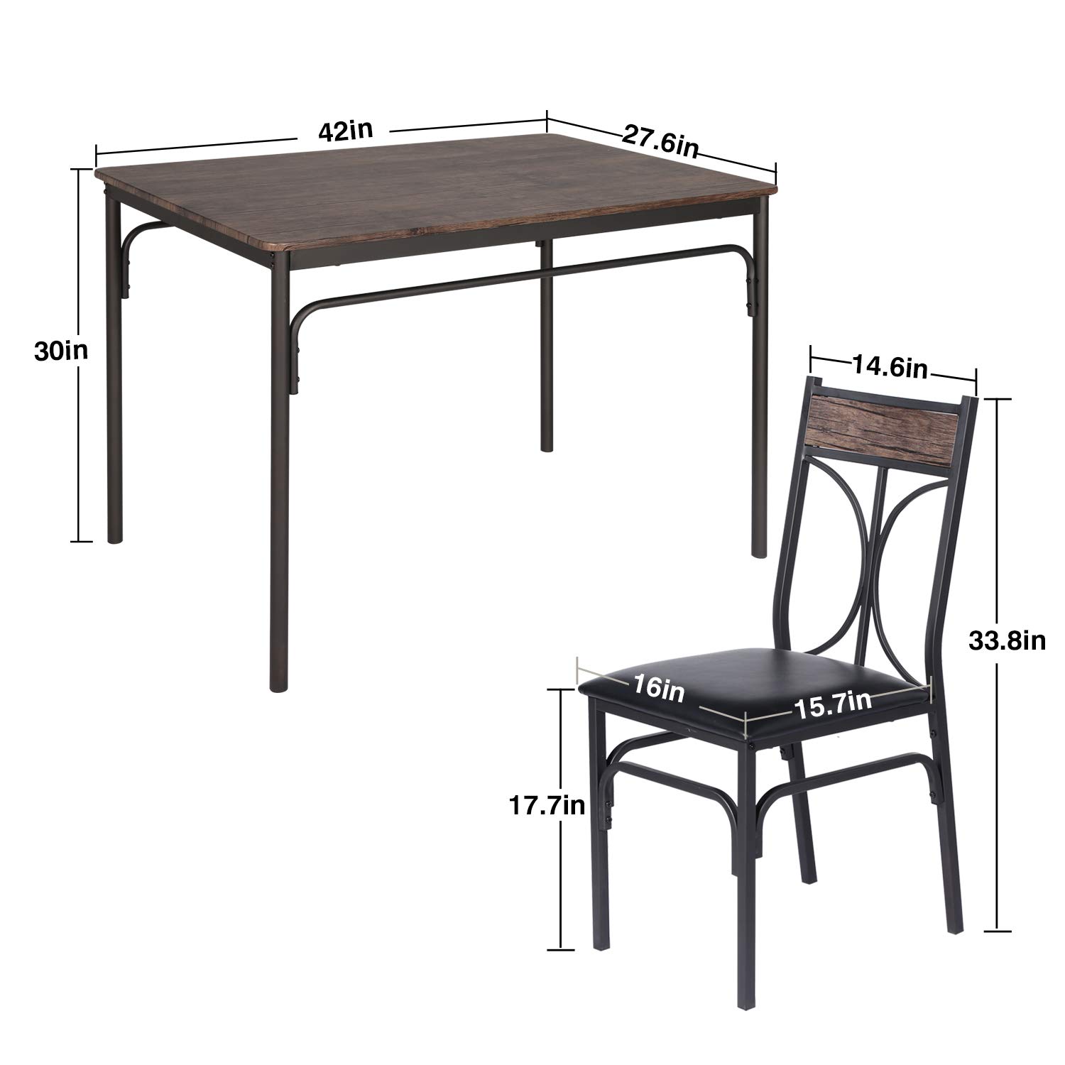 VECELO 3-Piece Counter Height Bar Table and Chairs Set, 36