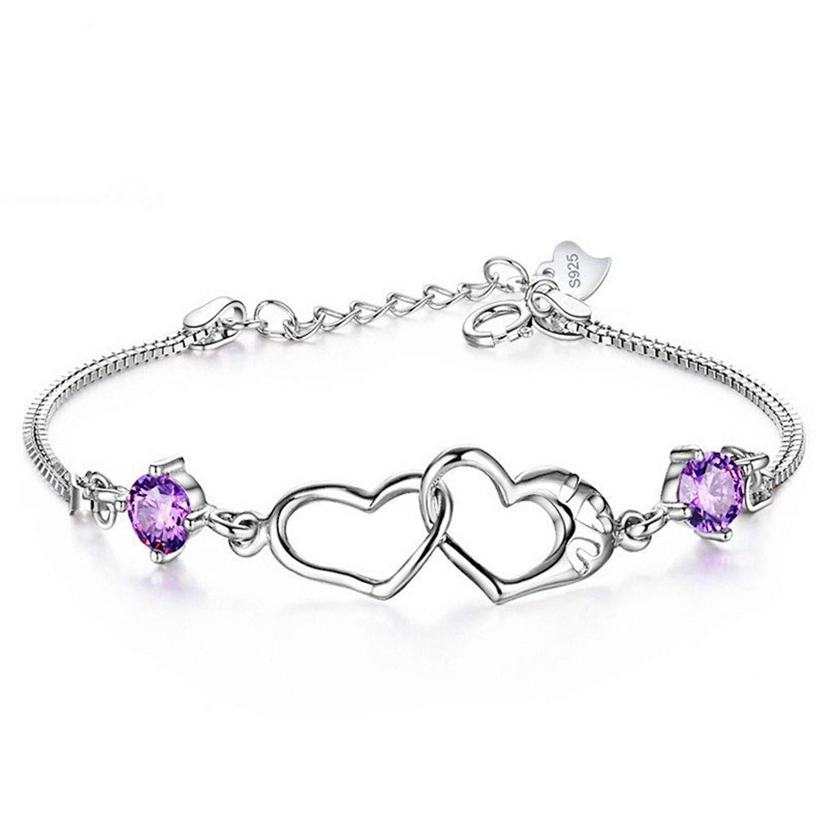 NEISHUI Double Heart Bracelets for Women - Valentine's Day, Birthday, Mother's Day Gifts for Her, Girlfriend, Mom, Best Friend, Sisters - Perfect for Everyday Wear, Date Nights, and Special Occasions