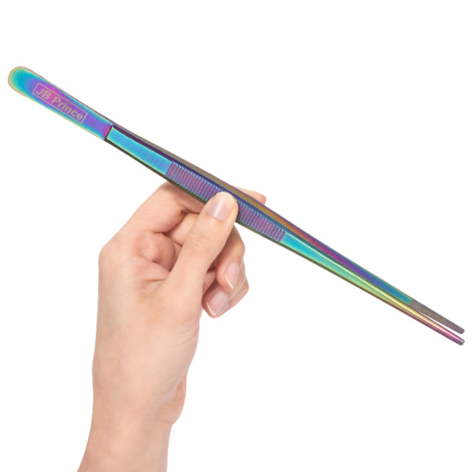 JB Prince 10 Inch Straight Tip Tweezers - Professional Stainless Steel Tweezers for Cooking, Baking, Sugar Art & Candy Making - Perfect Kitchen Tool for Chefs & Home Bakers
