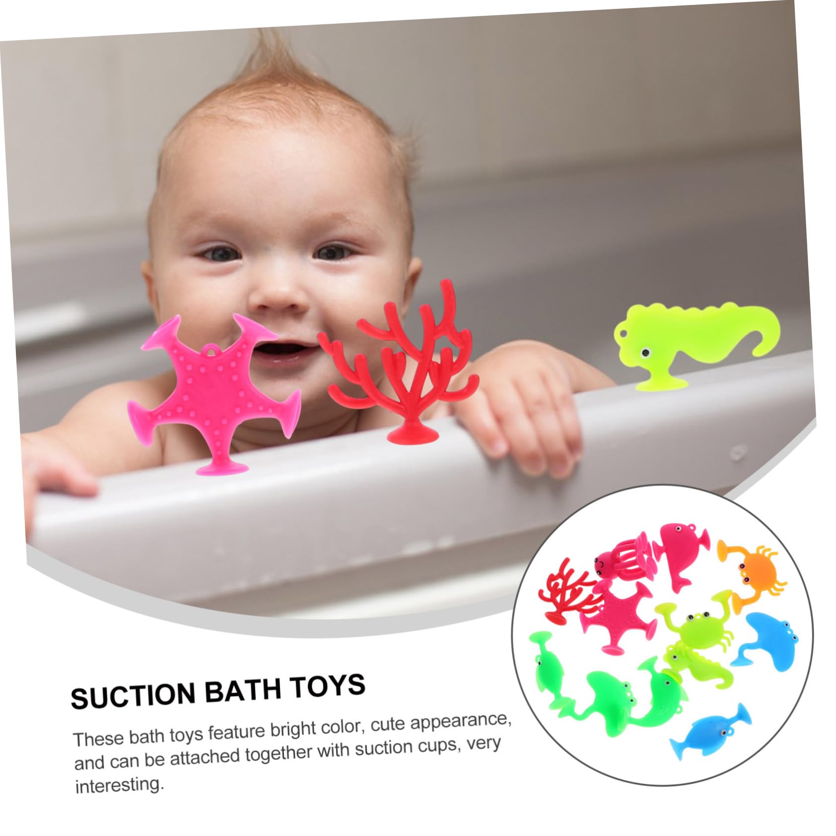 CORHAD 18-Piece Suction Cup Bath Toys Set - Fun Cartoon Bathtub Toys for Kids, Waterproof Shower Toys for Toddlers - Perfect for Bath Time, Pool Play & Sensory Development