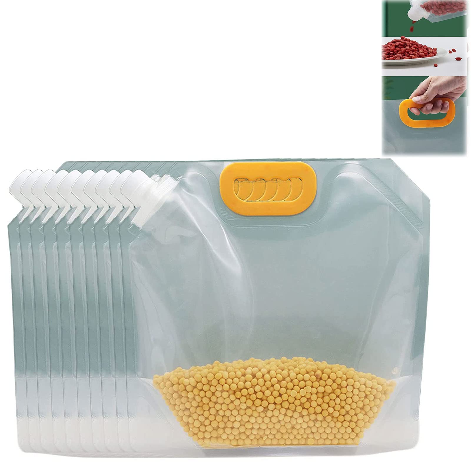 10 Pack Airtight Food Storage Bags - Moisture Proof Stand Up Vacuum Sealed Bags for Grains, Rice, Flour & Dry Goods | Reusable Clear Plastic Container with Resealable Zipper | Perfect for Kitchen Pantry Organization & Bulk Food Storage