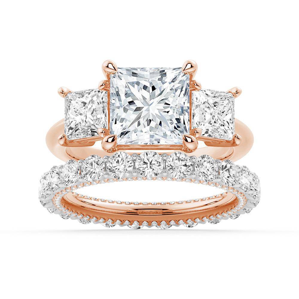 Princess Cut Three Stone Moissanite Engagement Ring - 14K White Gold Wedding Band for Women | Perfect Proposal, Anniversary & Bridal Jewelry Gift