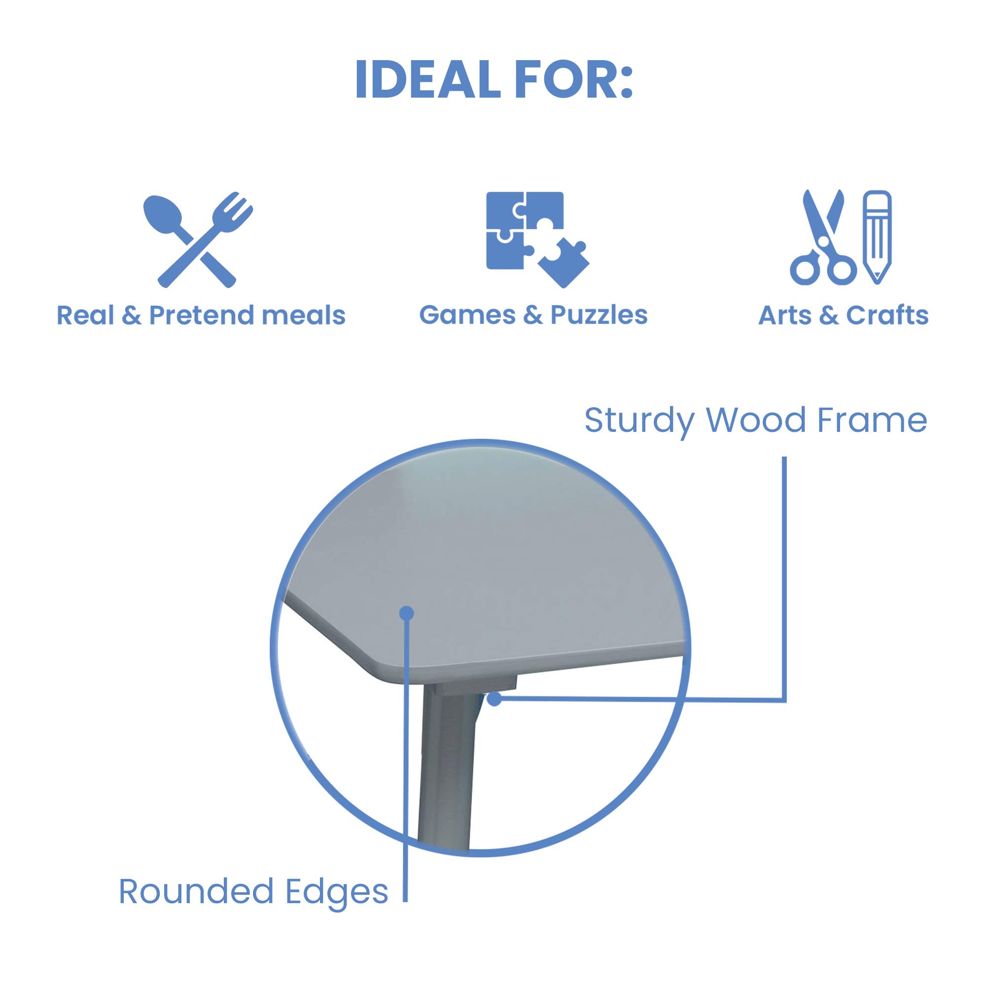 Delta Children Kids Table and Chair Set (4 Chairs Included) - Grey/Blue - Perfect for Playroom, Preschool & Homeschool Learning Activities