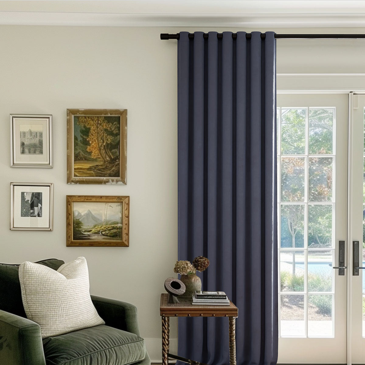 Luxury Heavyweight Blackout Curtains - Glacier Gray & Velvet Fabric with Grommet Top for Noise Reduction & Room Darkening - Perfect for Bedroom, Living Room & Home Theater