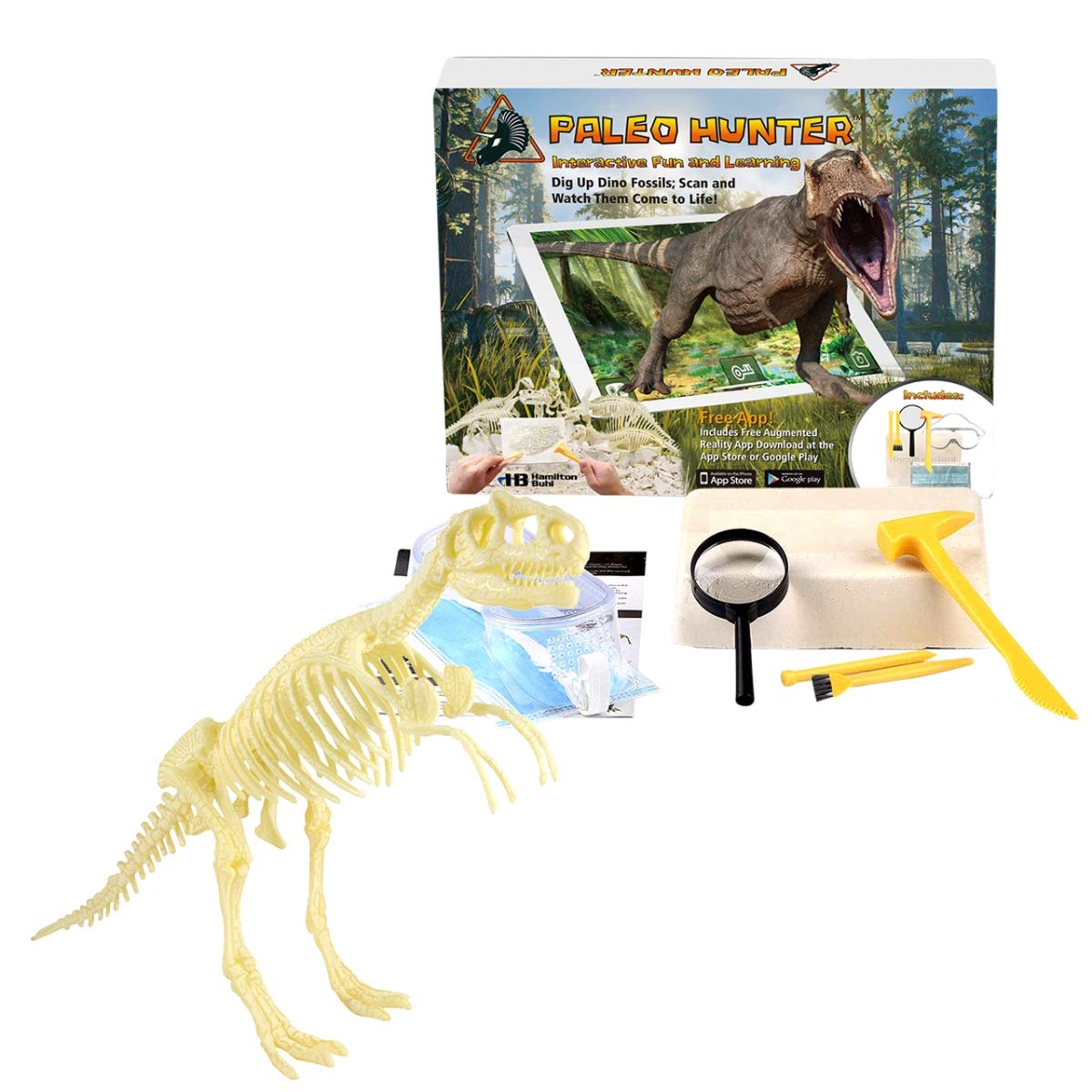 HamiltonBuhl STEAM Education Paleo Hunter Dig Kit - Excavate & Discover Tyrannosaurus Rex Fossils - Perfect for Kids Science Experiments & Dinosaur Lovers