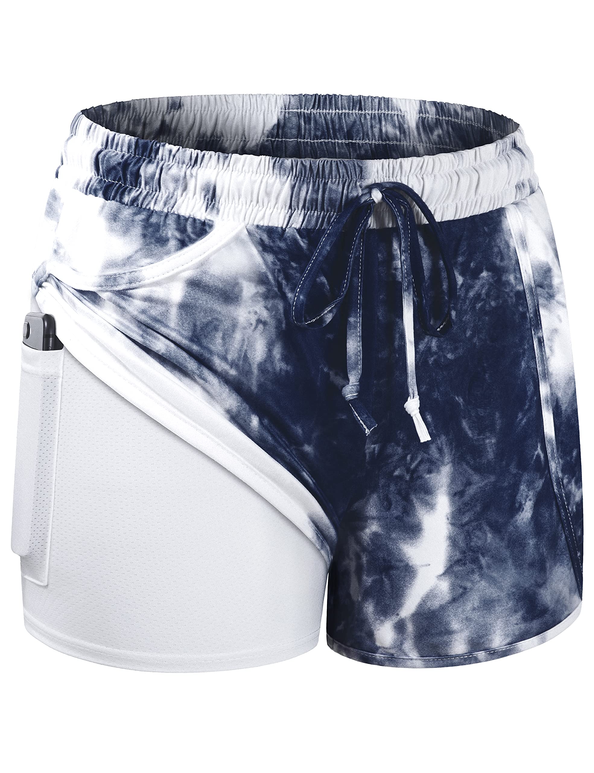 Blevonh Women's 2-in-1 Yoga Running Shorts with Pockets - High Waist Athletic Workout Shorts for Women S-3XL - Perfect for Gym, Yoga, Running & Casual Wear