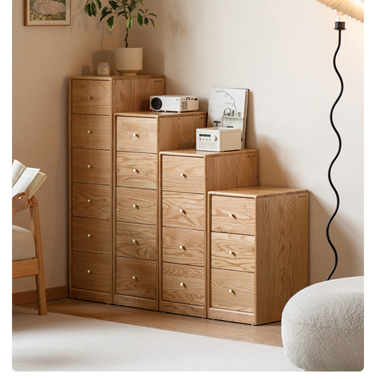 Solid Oak & Beech Wood Side Cabinet - Multi-Functional Storage Organizer for Living Room, Bedroom, or Office