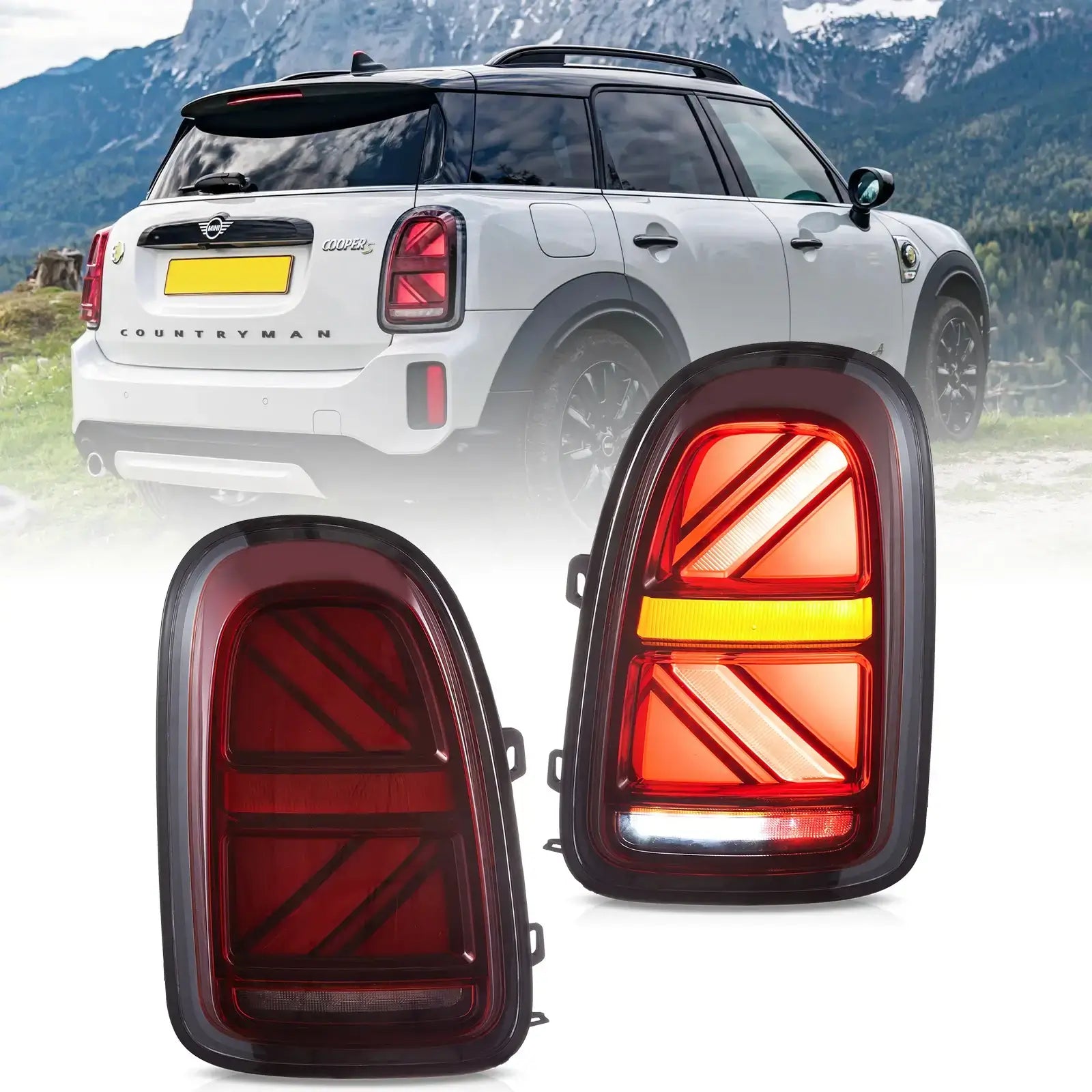 LED Tail Lights Assembly with Sequential Turn Signal for 2017-2023 BMW Mini Countryman F60 - Upgrade Your Car's Style & Safety for Night Driving & Custom Look