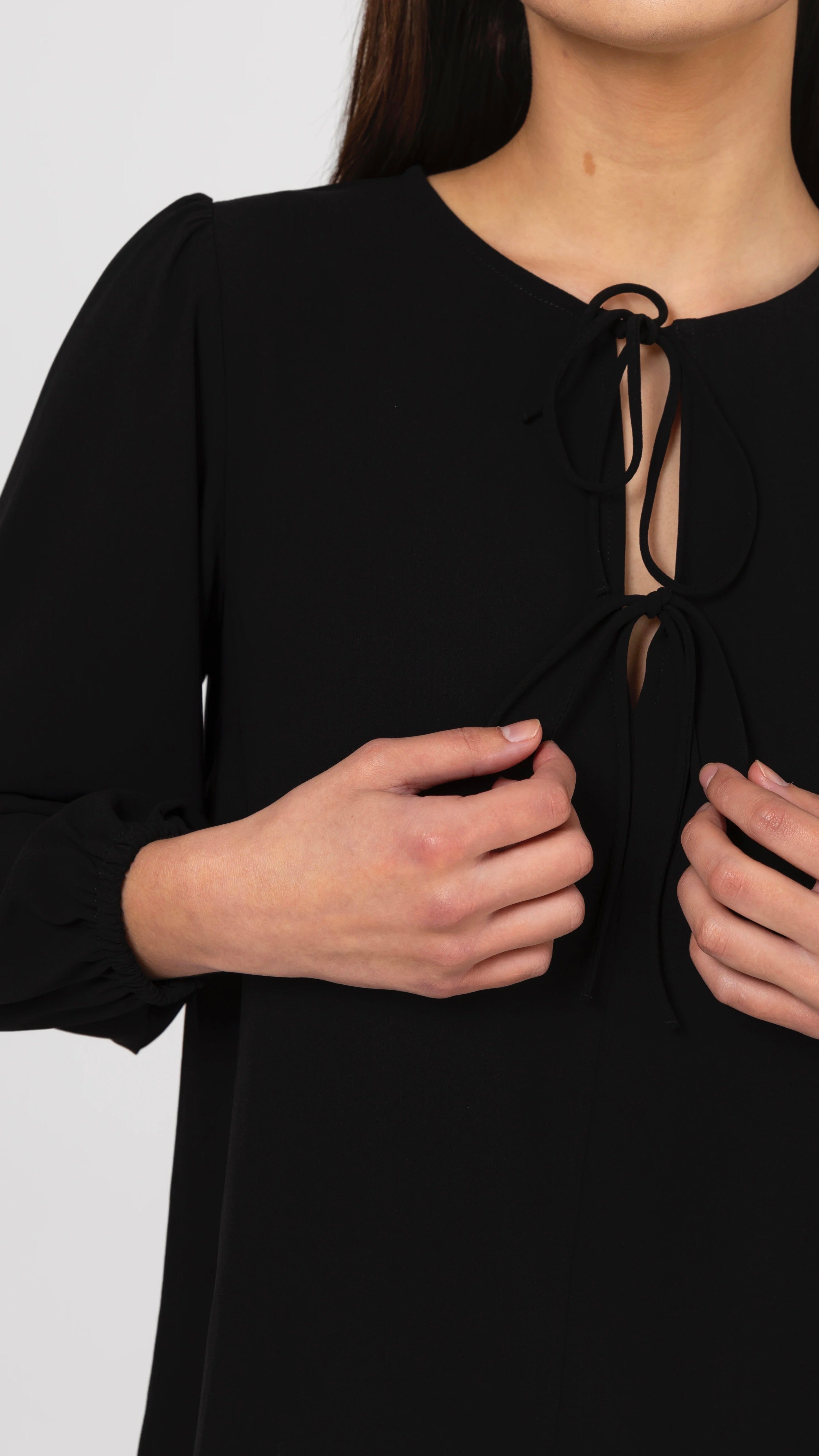 Elegant Black Sonnet Blouse for Women - Vintage Lace Tops for Office, Party & Date Night Outfits