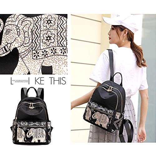 Van Caro Women's Mini Elephant Backpack - Small Cute College Backpack for School, Travel & Daily Use - Lightweight Casual Bookbag Daypack for Girls, Teens & Women - Perfect for Campus, Shopping & Weekend Trips